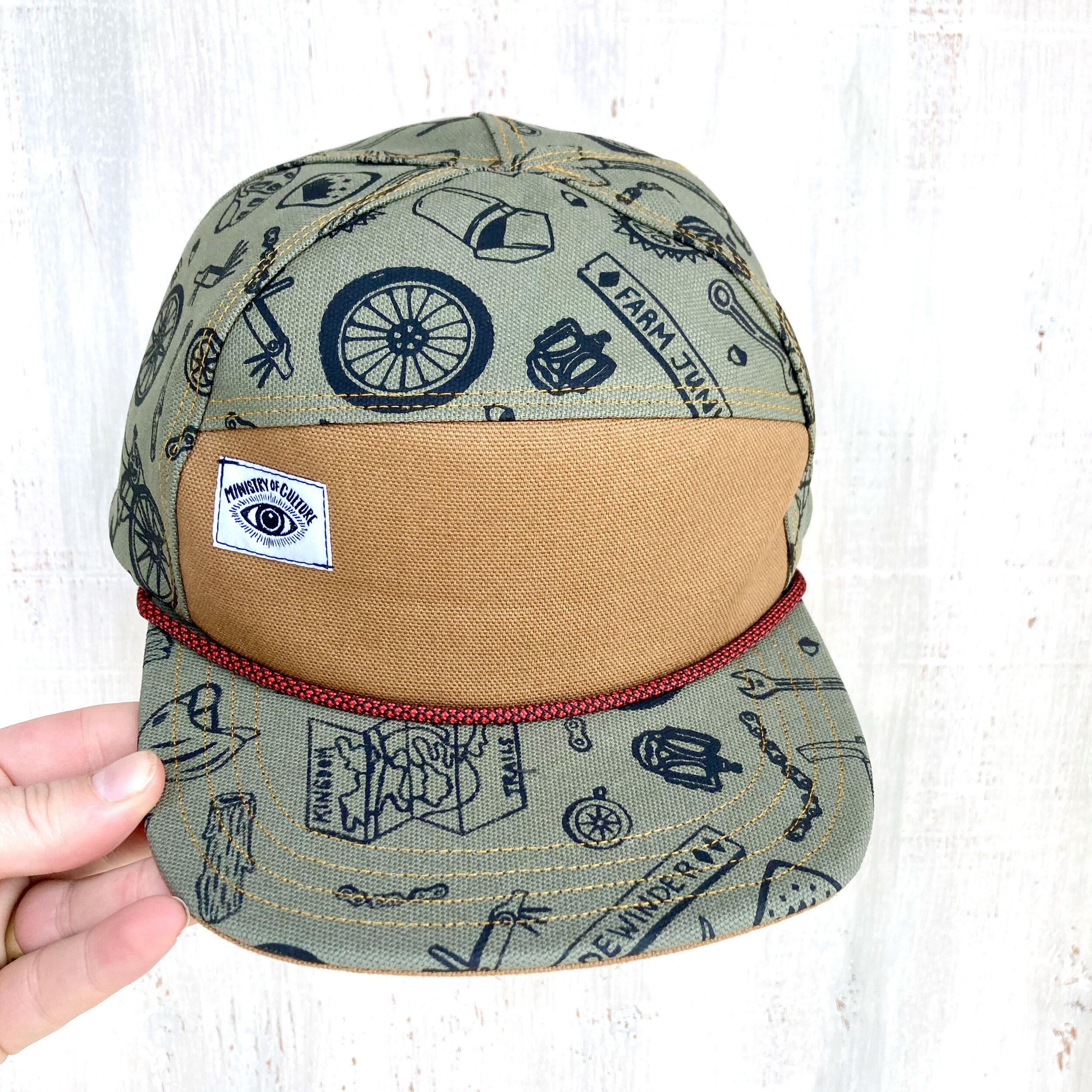 Handmade 6 Panel Baseball Cap, Olive 