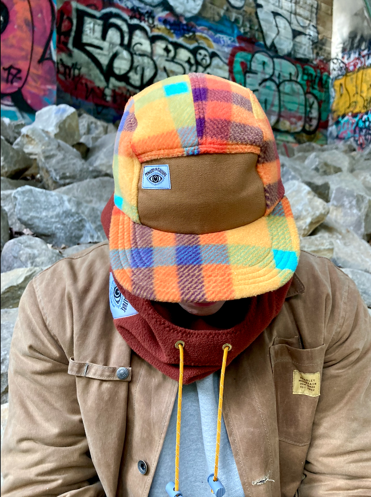 Handmade Retro 70s Plaid Fleece 5 Panel 