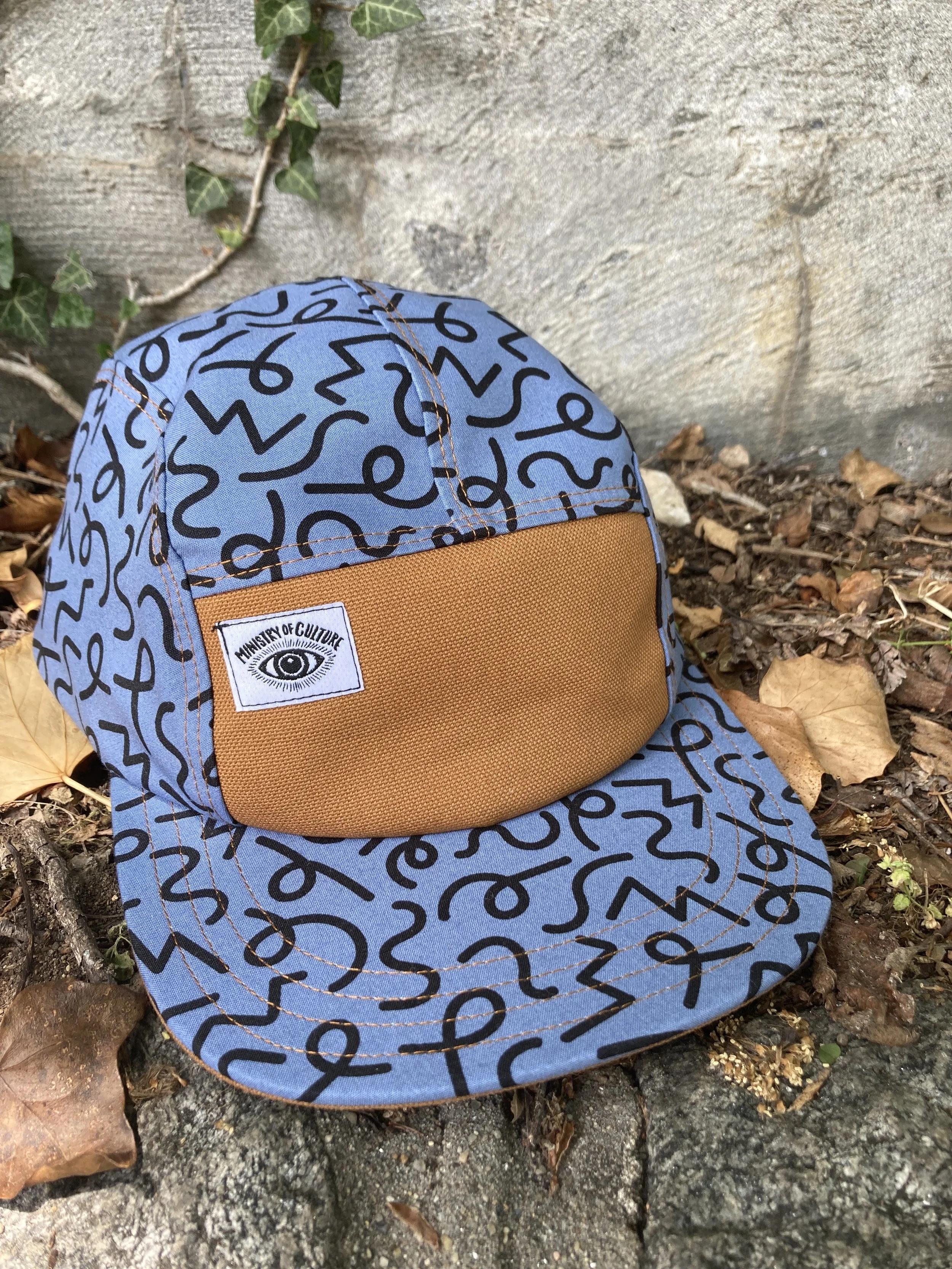 Panel Camp Hat, Gray Squiggle 90s style 