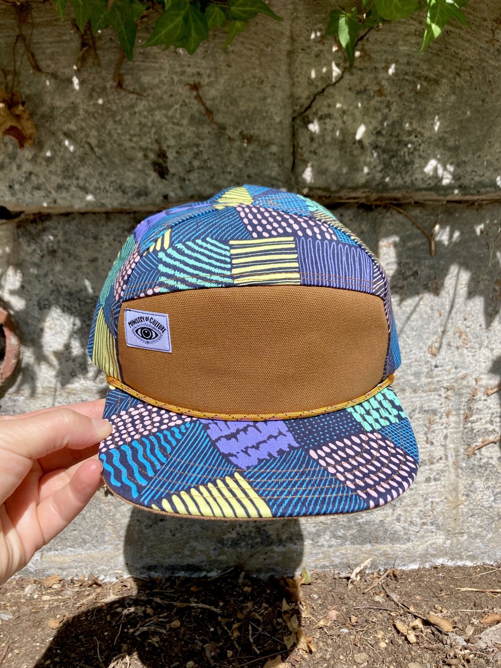 Ministry of Culture - Pastel Handmade Cap Patchwork Hat,Triangle Print Panel Baseball Front 6
