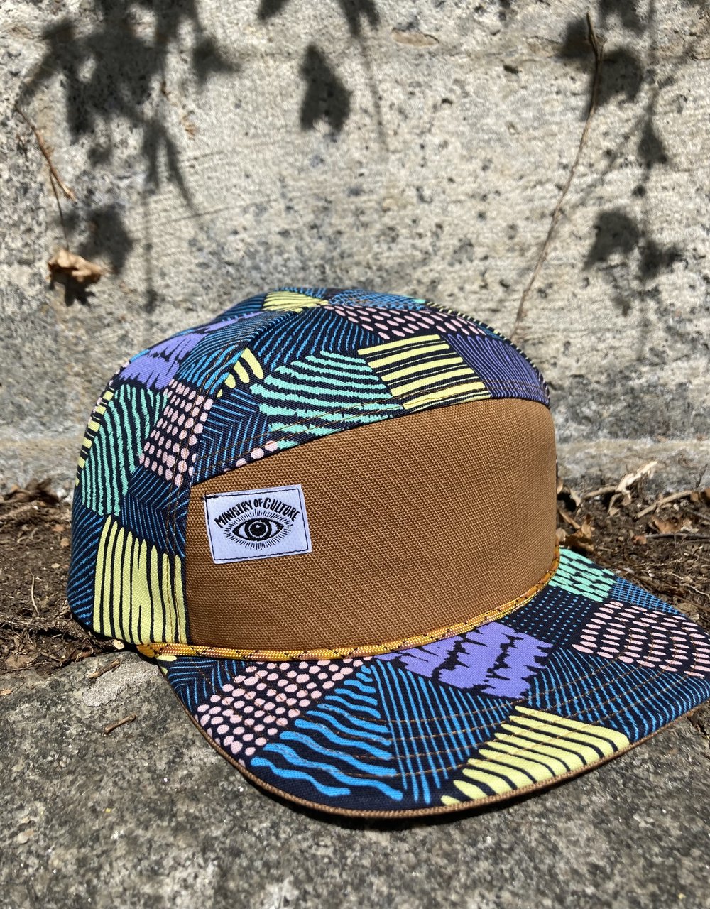 of Cap Hat,Triangle Print Patchwork Culture Panel Ministry Front 6 Baseball Pastel - Handmade