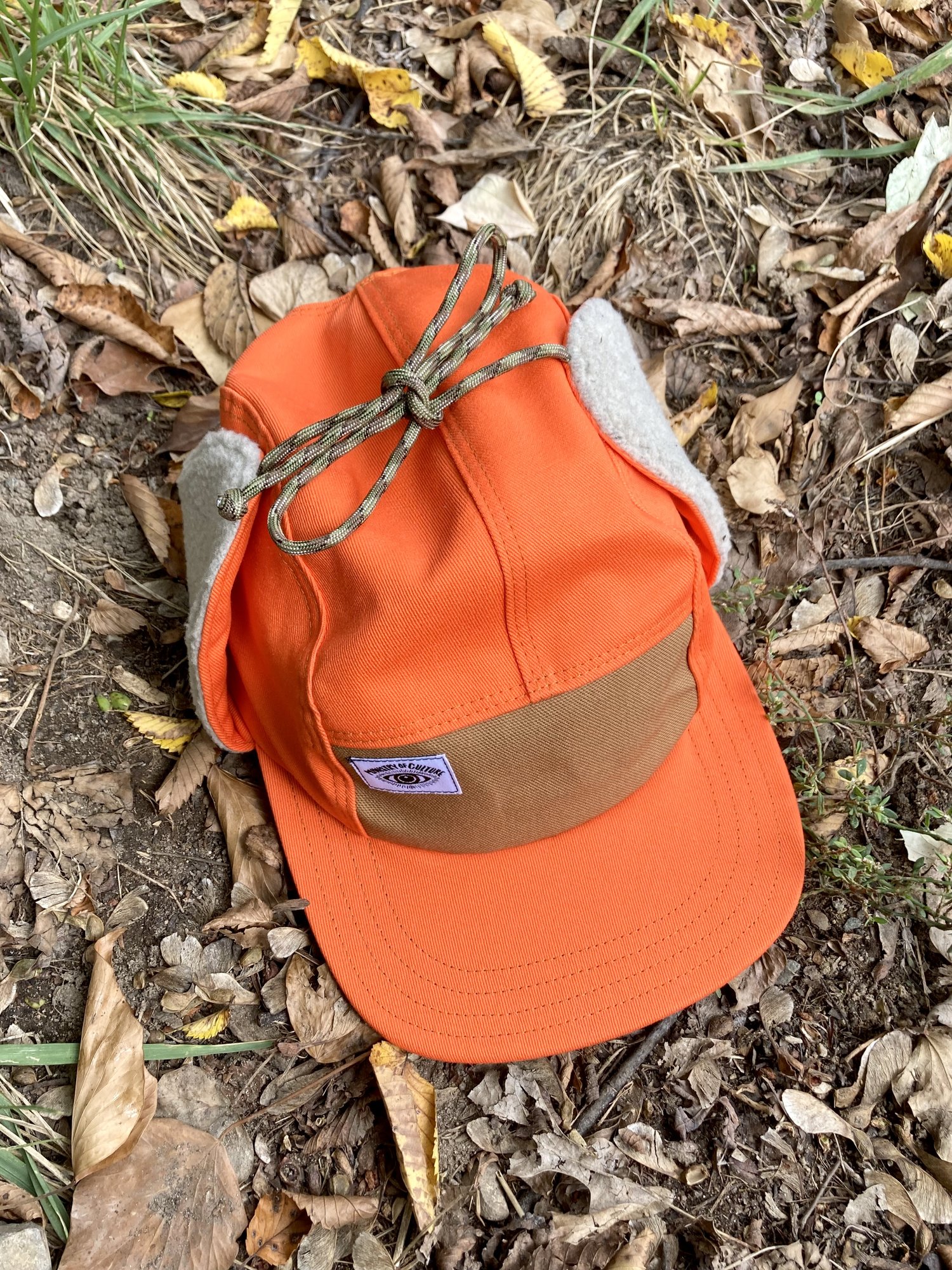 Ministry of Culture - Blaze Orange Canvas Ear Flap Hat, Hunter's Orange  Handmade 5 Panel Camp Hat