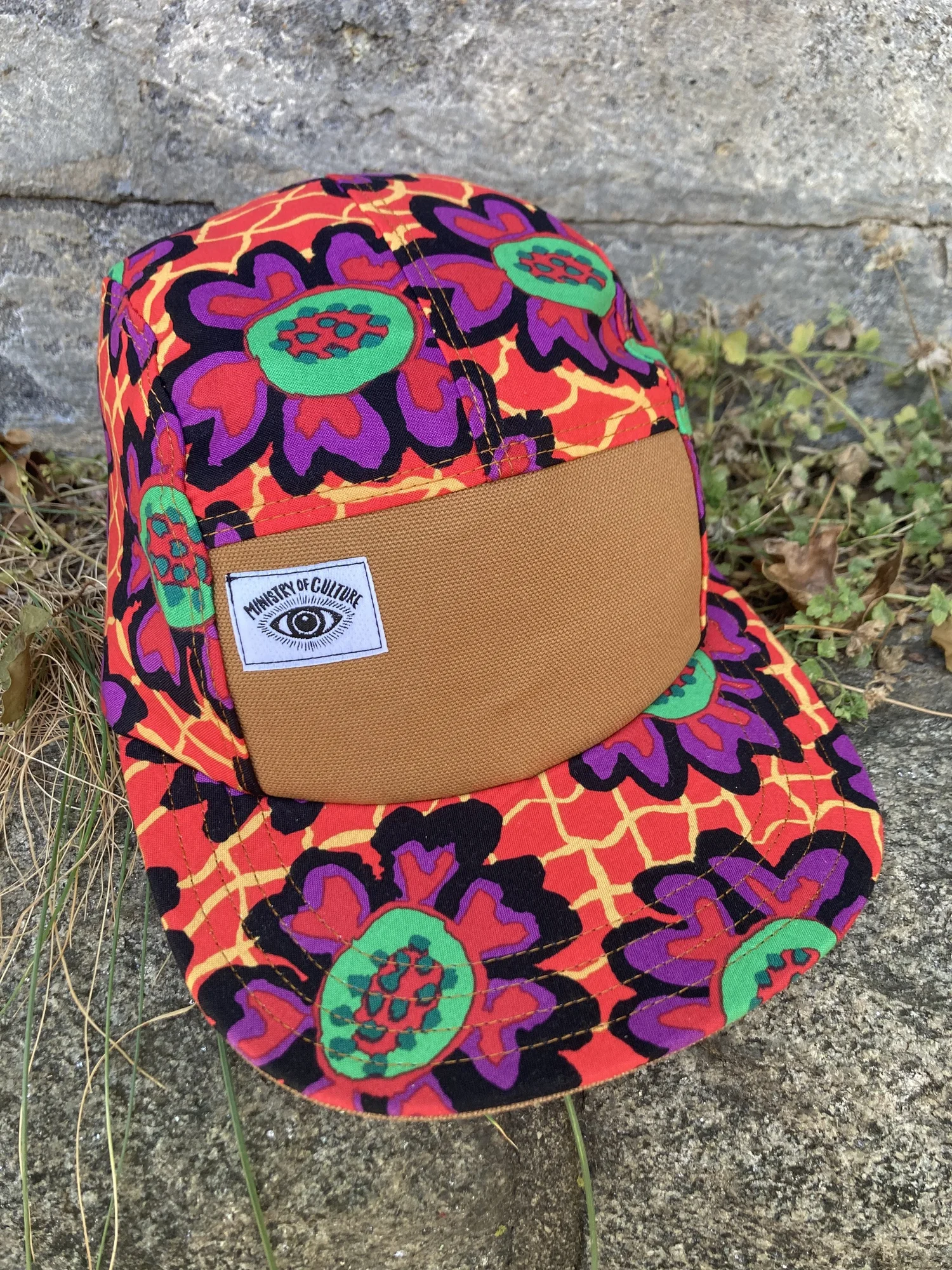 Ministry of Culture - Handmade 5 Panel Camp Hat - Electric Orange