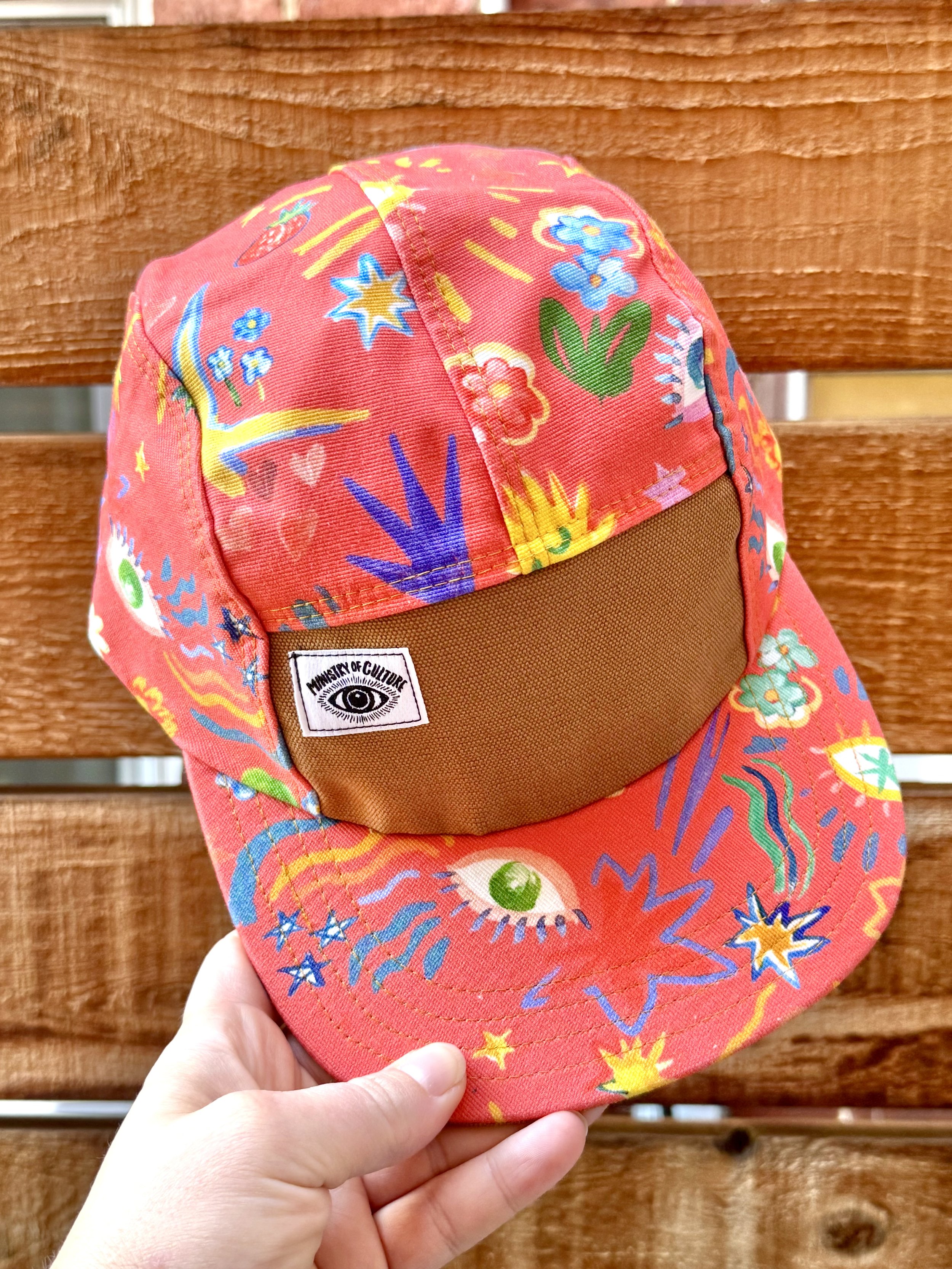 Handmade 5 Panel Camp Hat - Orange Kapow!