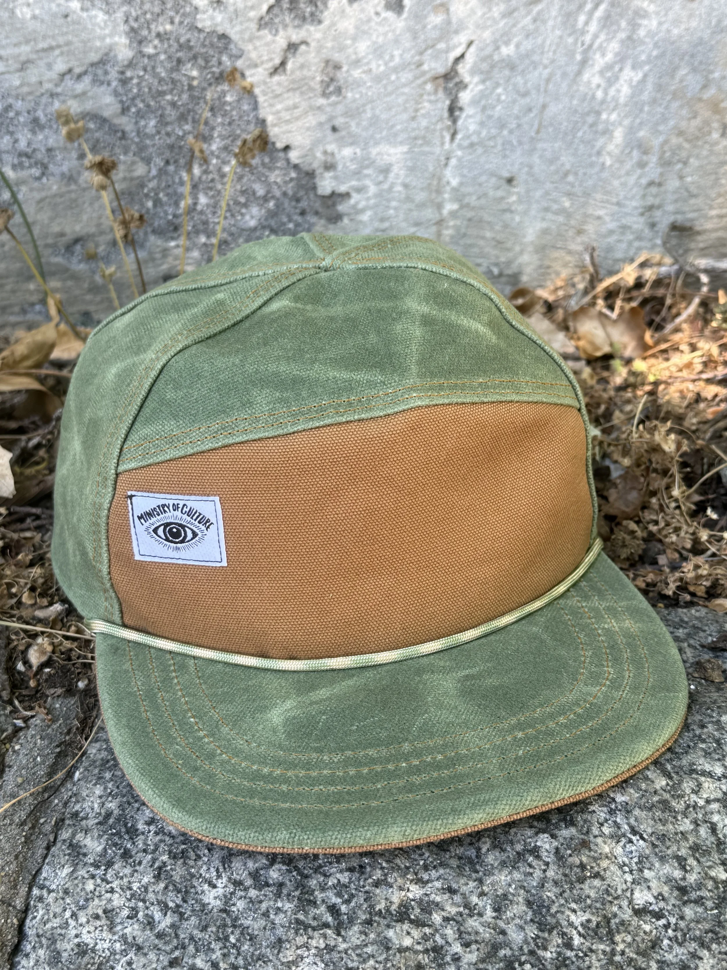 Handmade Sage Green Waxed Canvas 6 Panel Hat