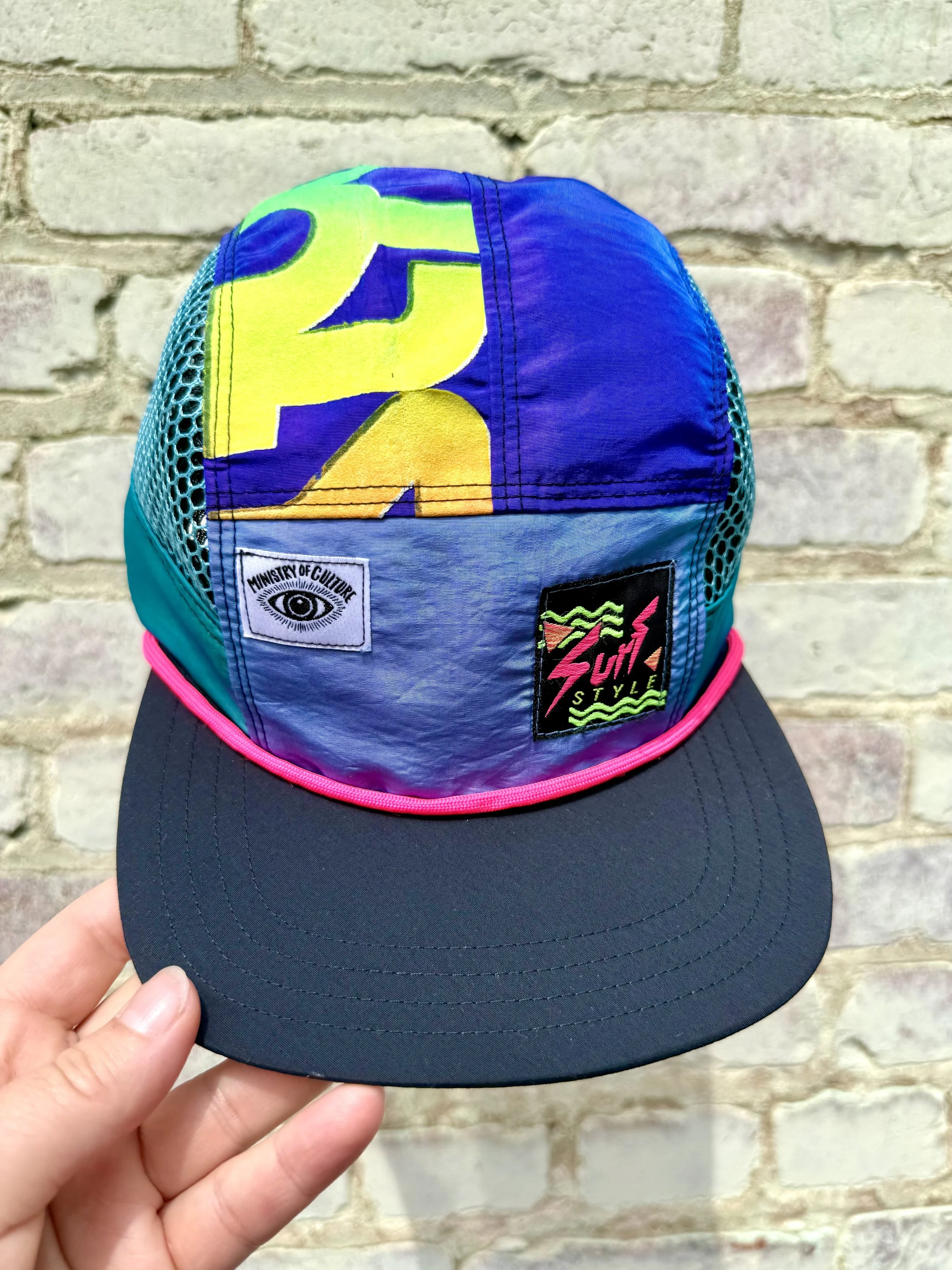 Mesh 5 Panel Surf Hat - Teal and Purple Sharkskin