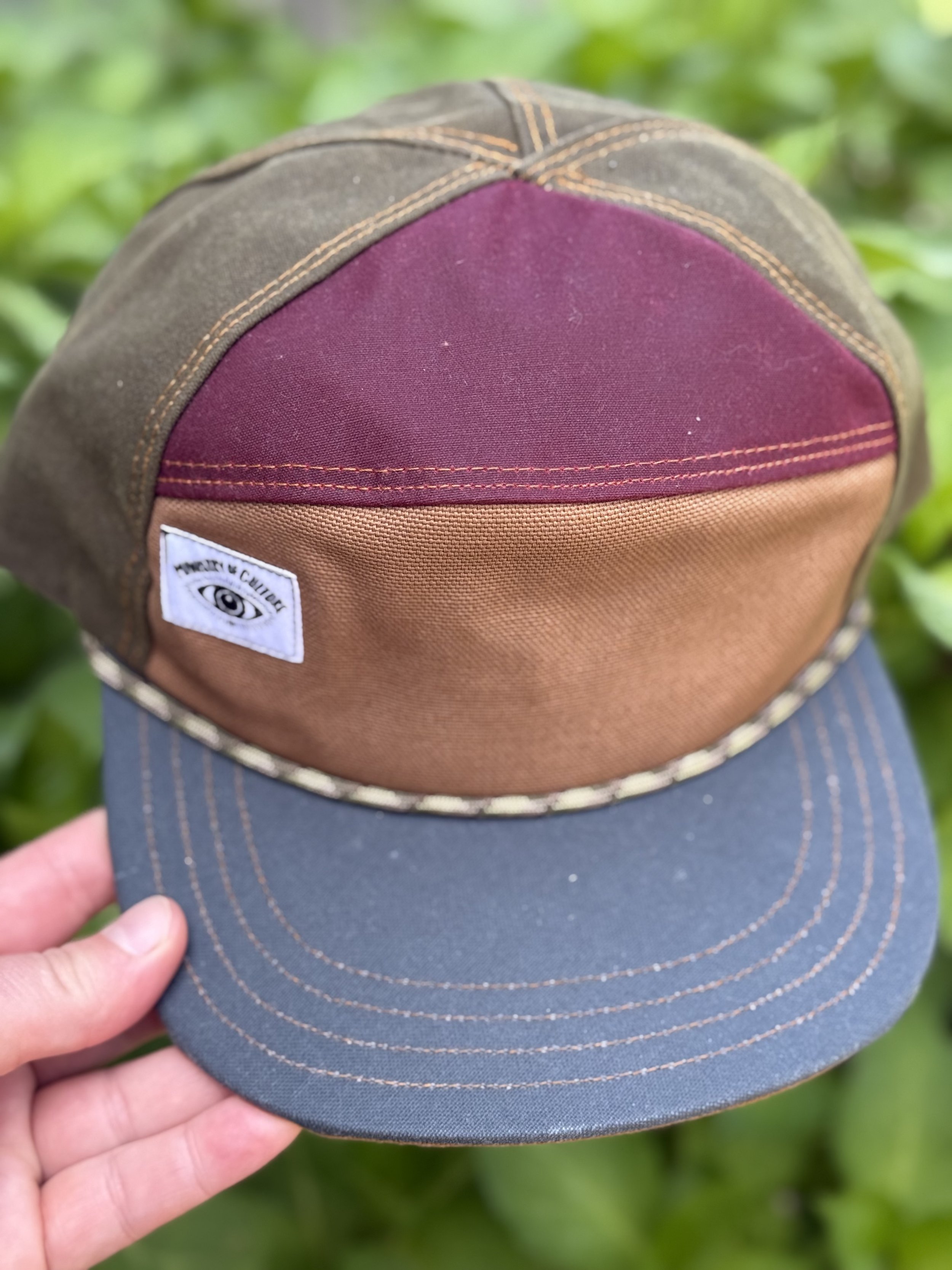 Handmade Waxed Canvas Color Block 6 Panel Hat