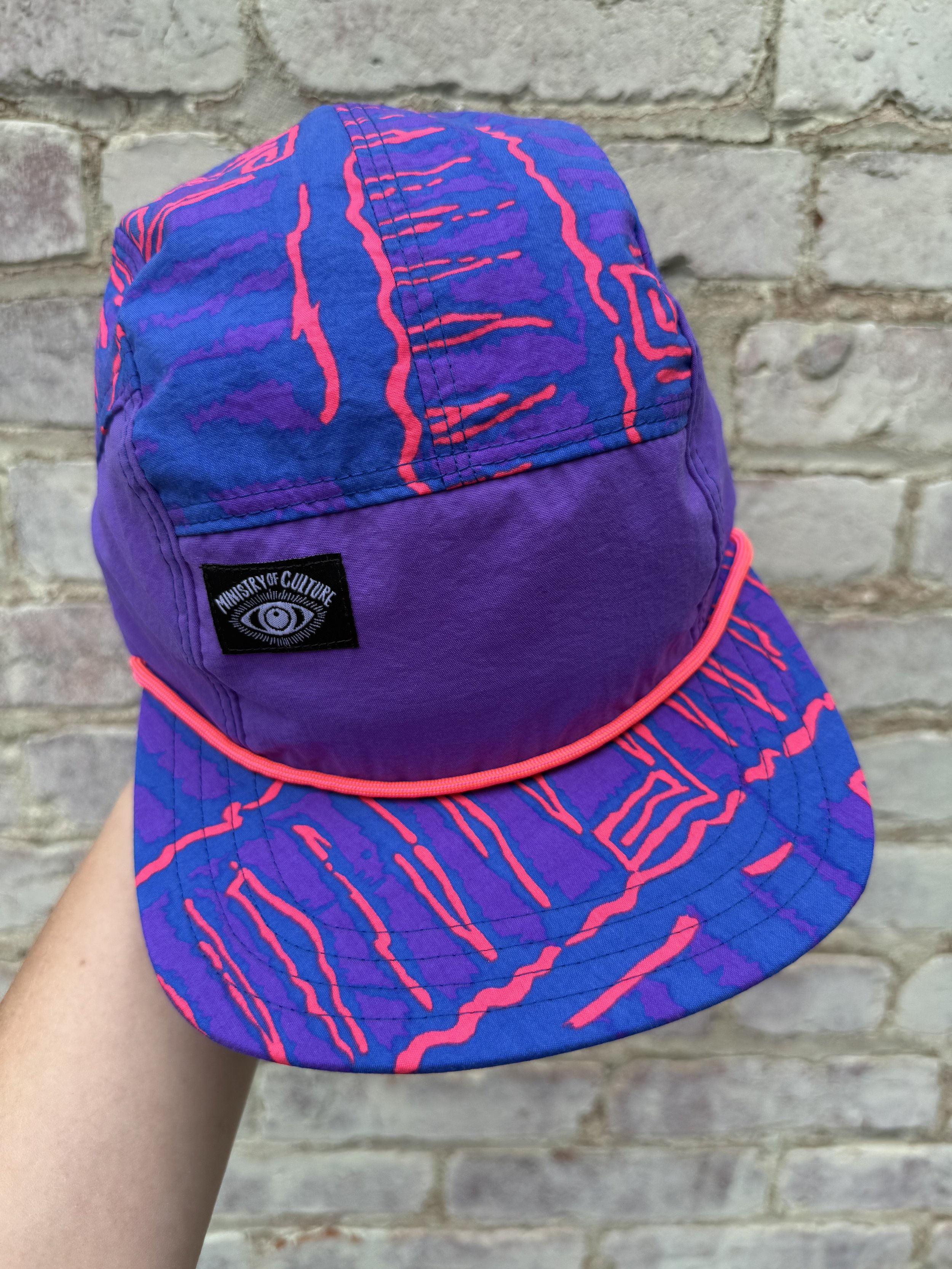 Lightweight 5 Panel Surf Hat - Neon Purple Riptide with Half Purple Sides