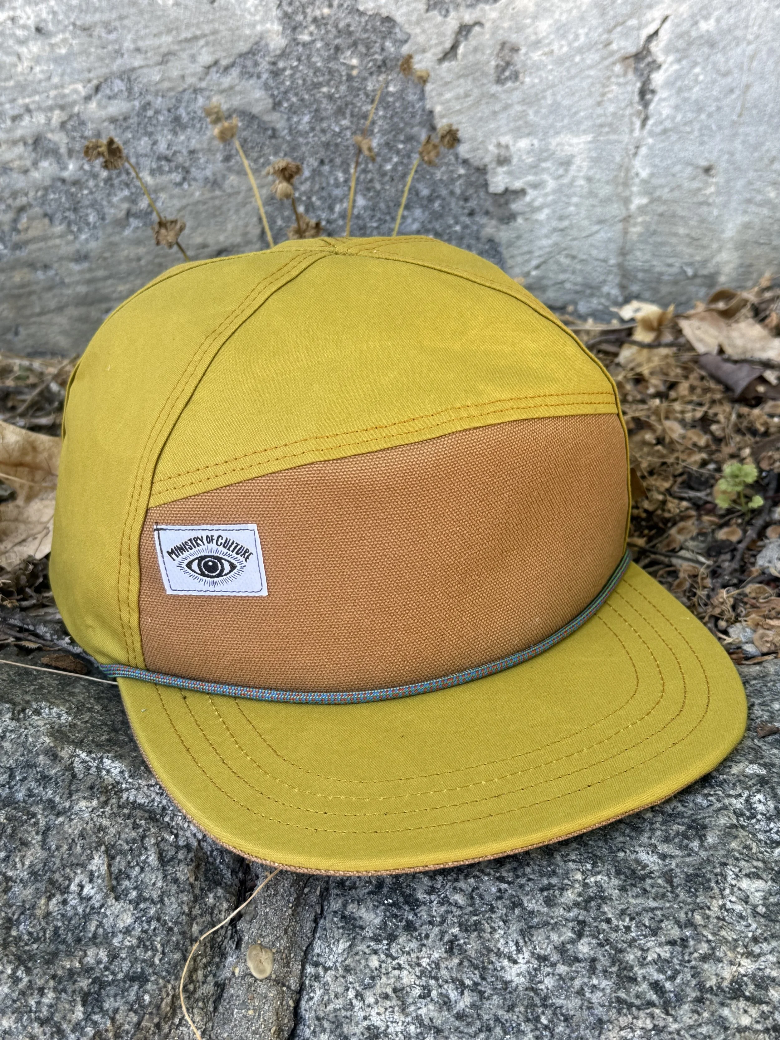 Handmade Atomic Yellow Waxed Canvas 6 Panel Hat
