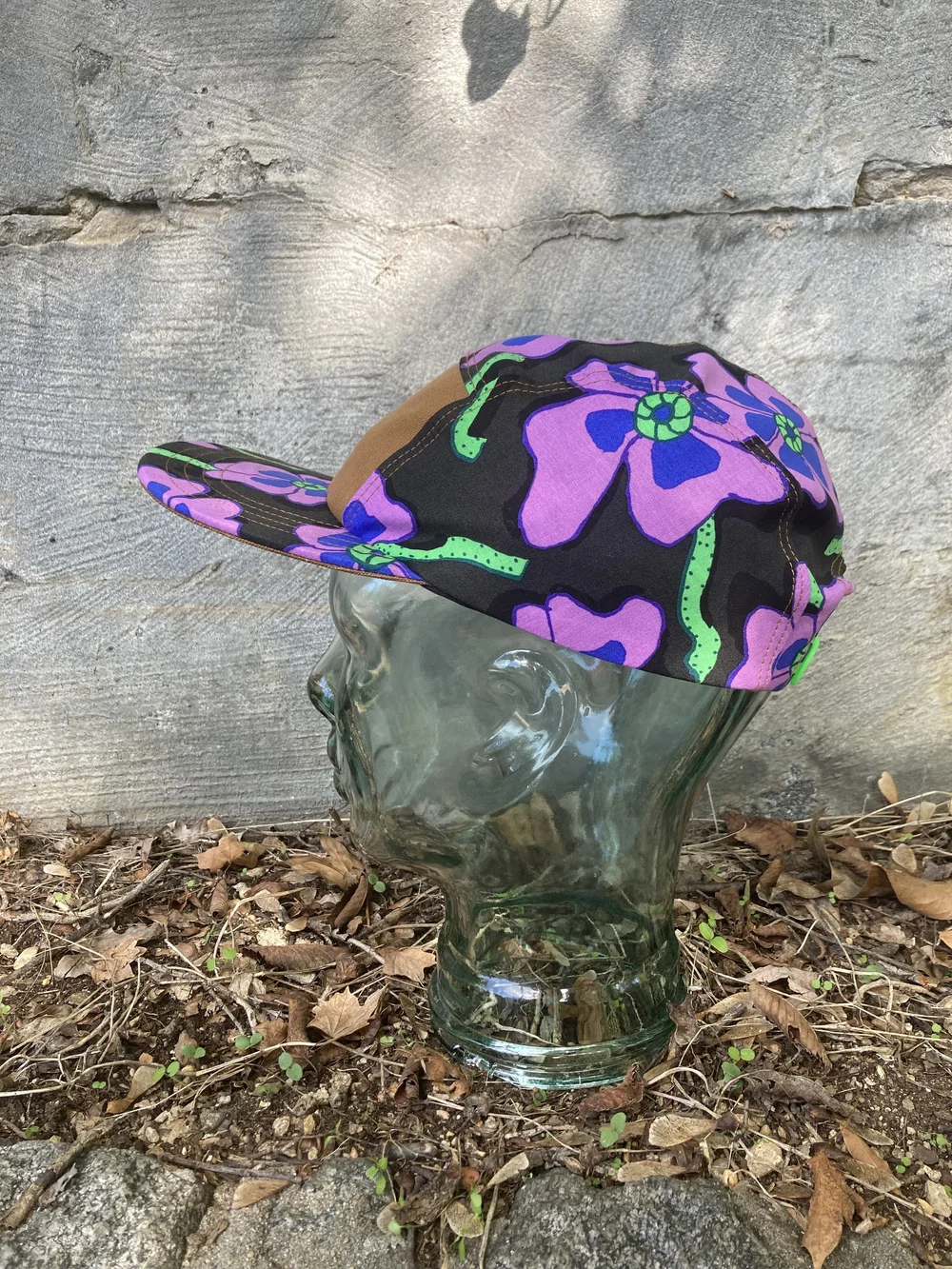 【たぴ】2点セット Waist Bag+ Floral Camp Cap Ministry of Culture - Handmade 5 Panel Camp Hat - Electric Purple
