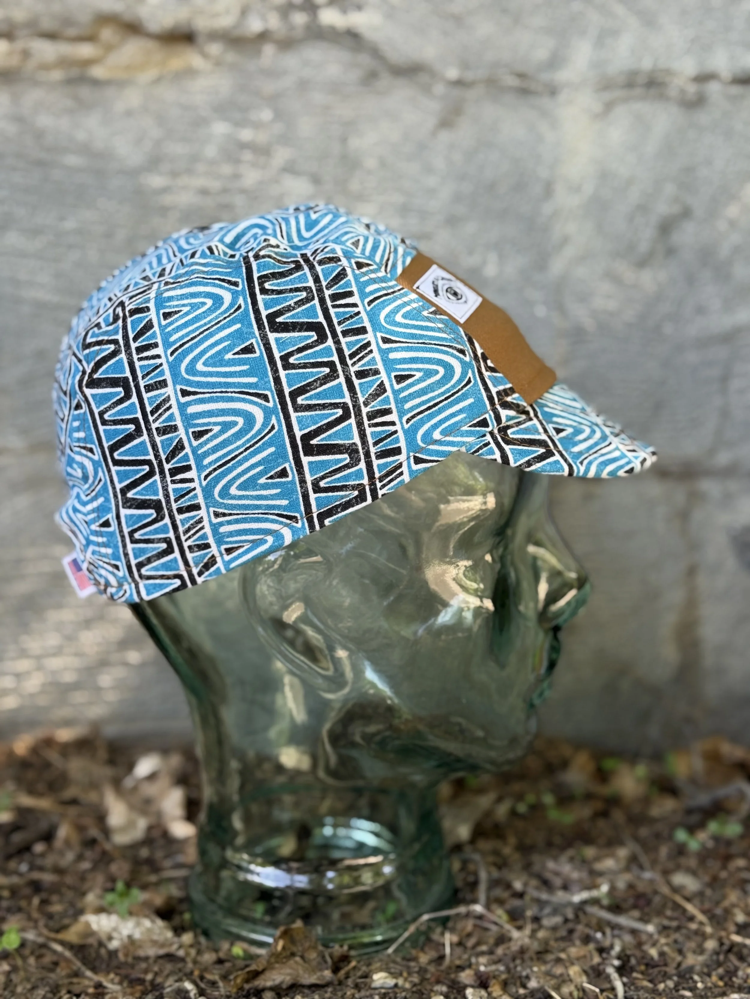 Aqua Squiggle Handmade Cycling Cap
