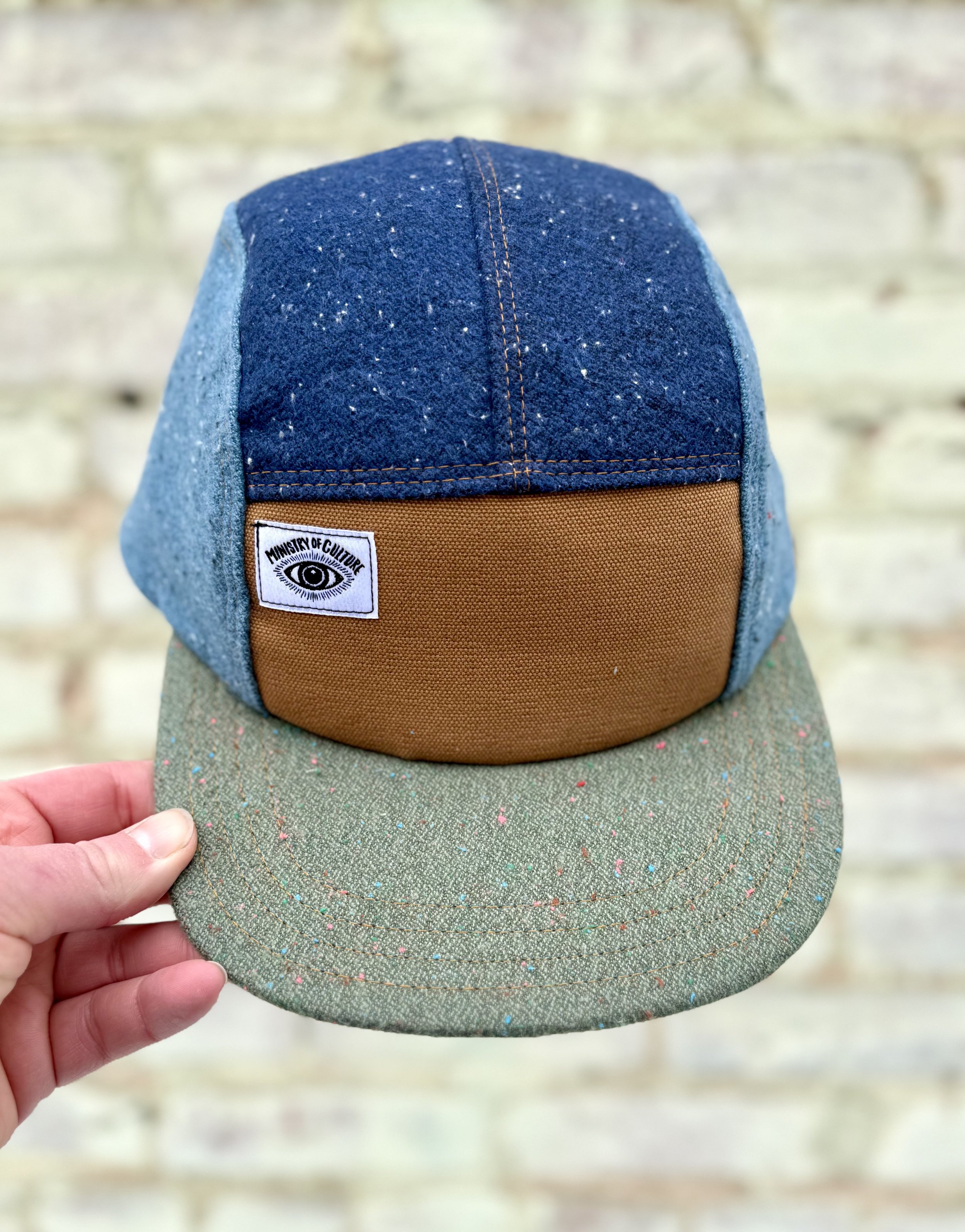 Blue, Green, and Gray Cosmic Speckle 5 Panel Flannel Hat