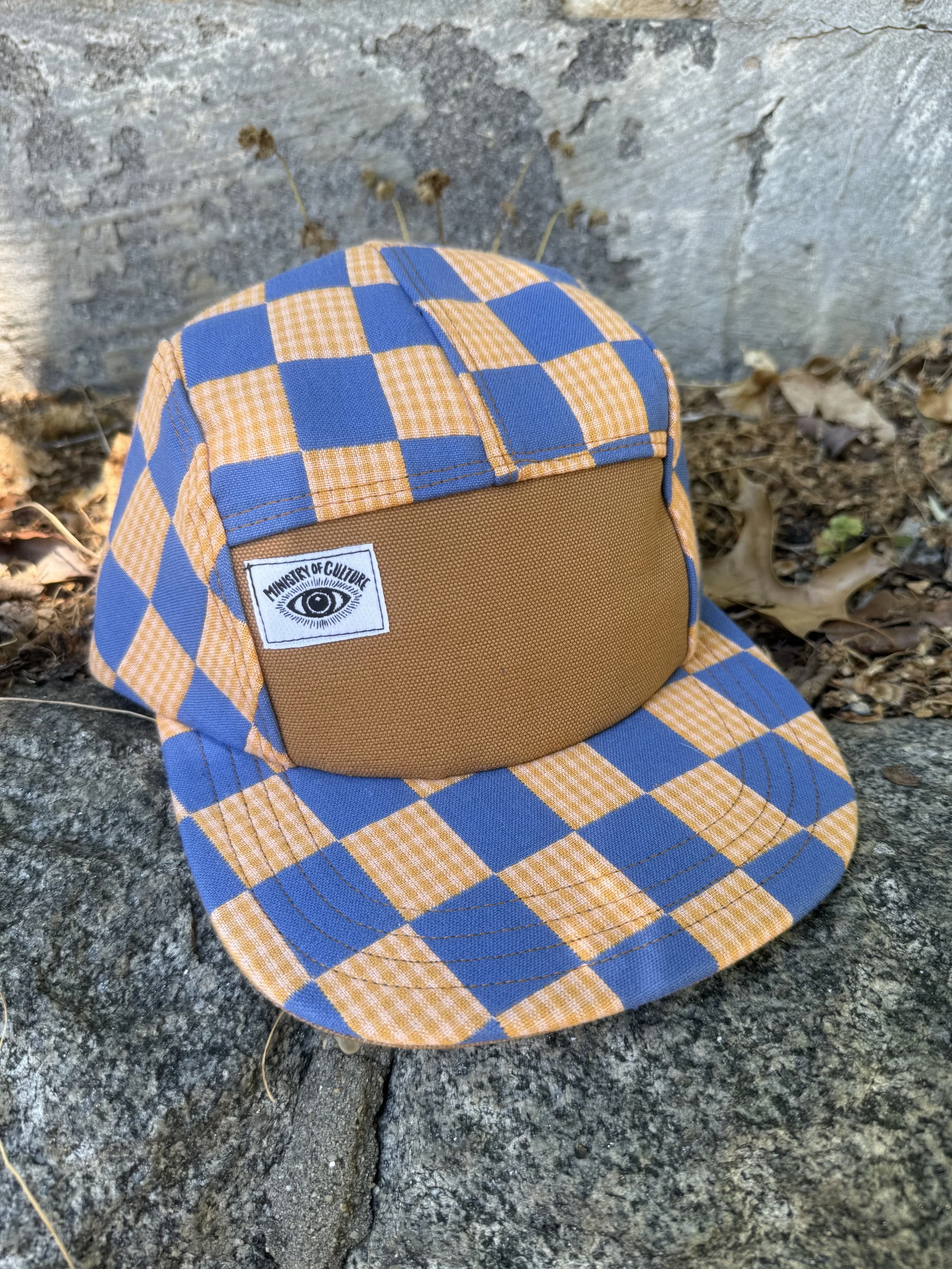 Handmade 5 Panel Camp Hat - Light Blue Picnic Blanket