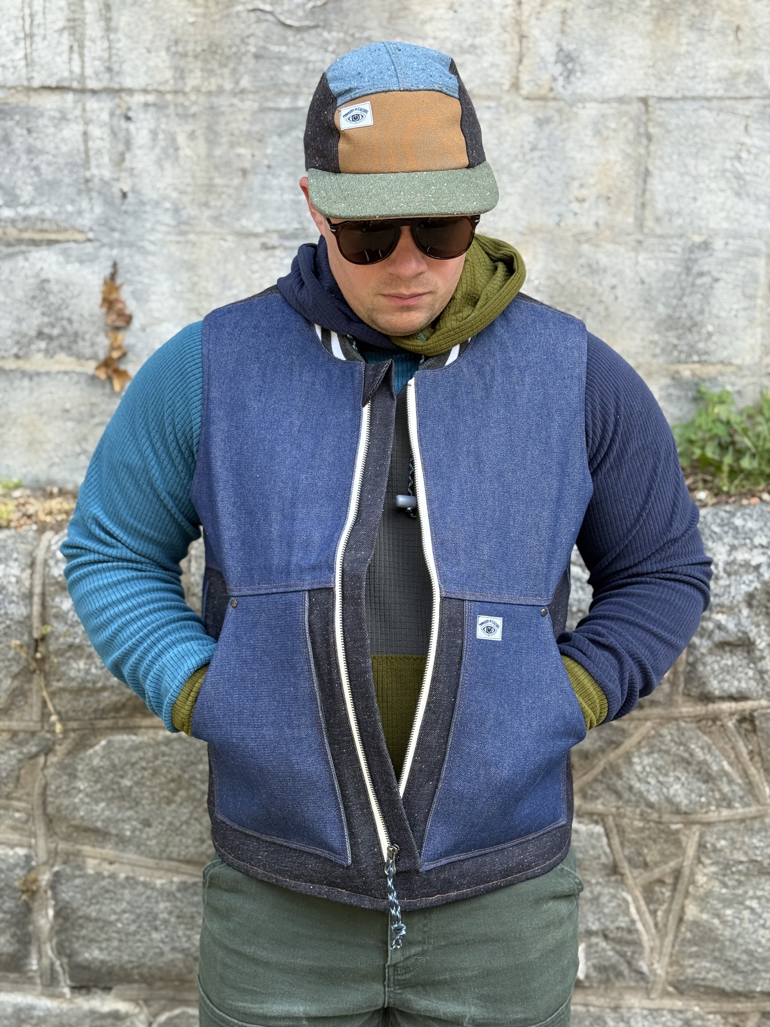 Denim Work Vest - Blue Colorblock