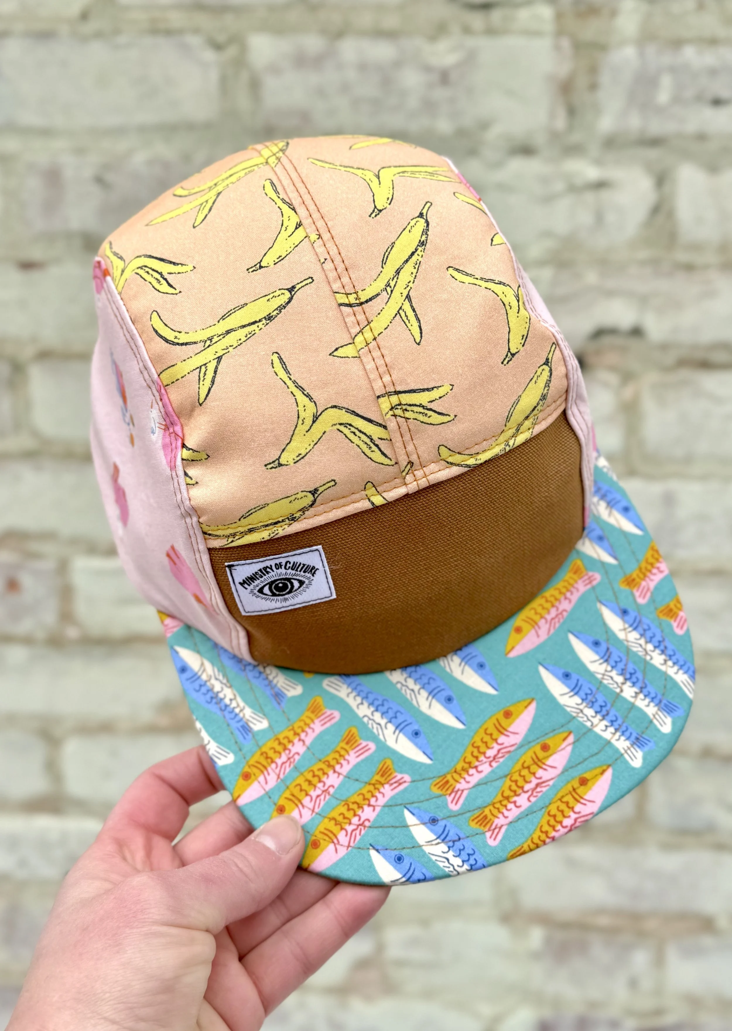 Handmade 5 Panel Camp Hat - Banana Fish Capybara - One of a Kind