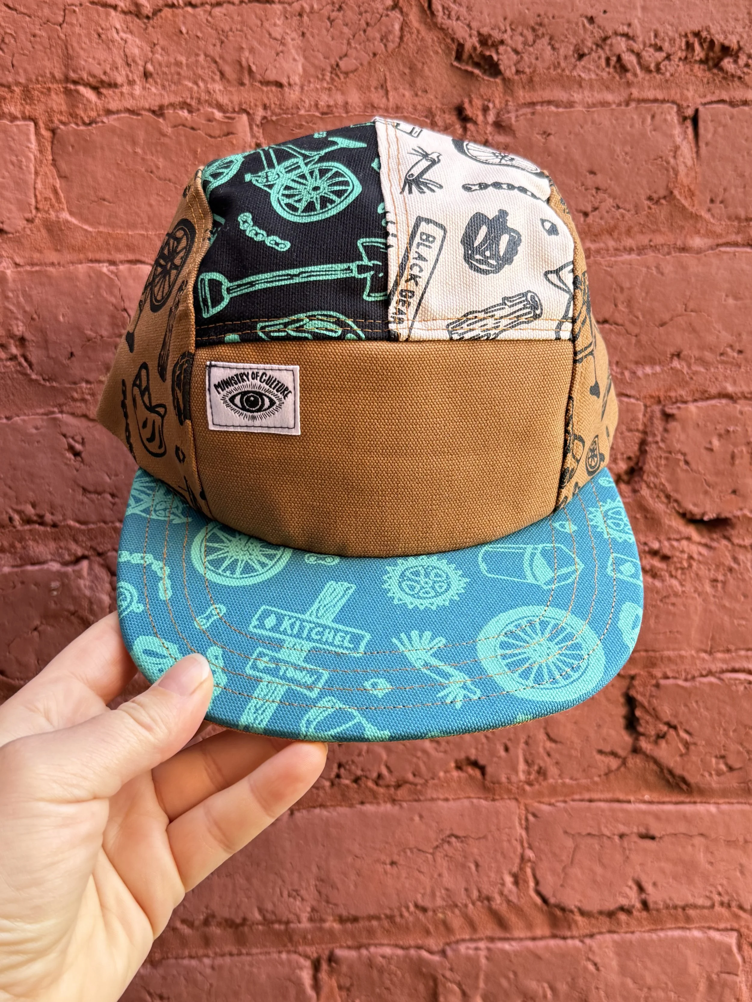 Kingdom Trails Hike and Bike Print 5 Panel Hat - Dark Multi
