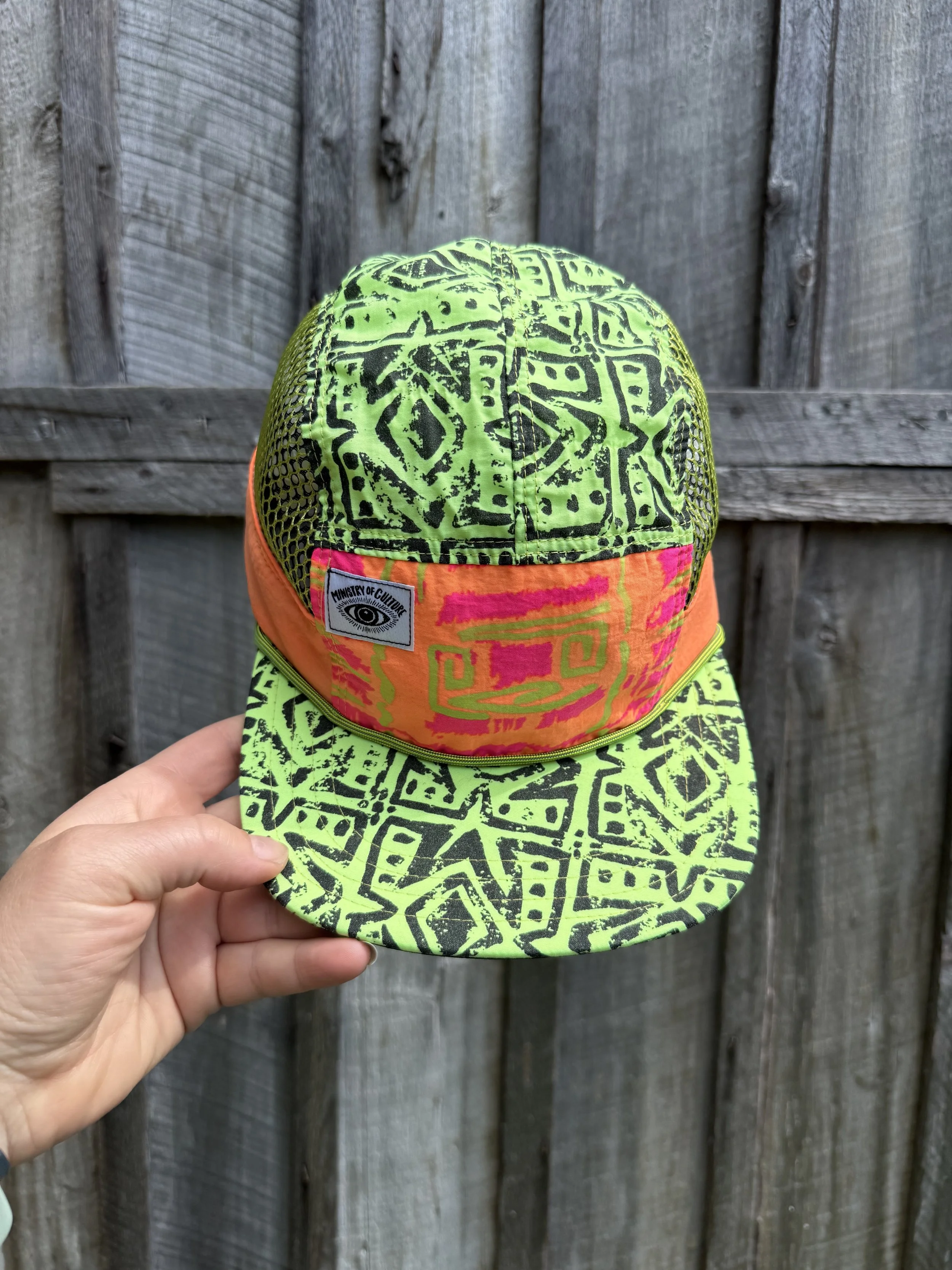 Mesh 5 Panel Surf Hat - Eletric Green, Neon Orange, and with Tropic Voltage front