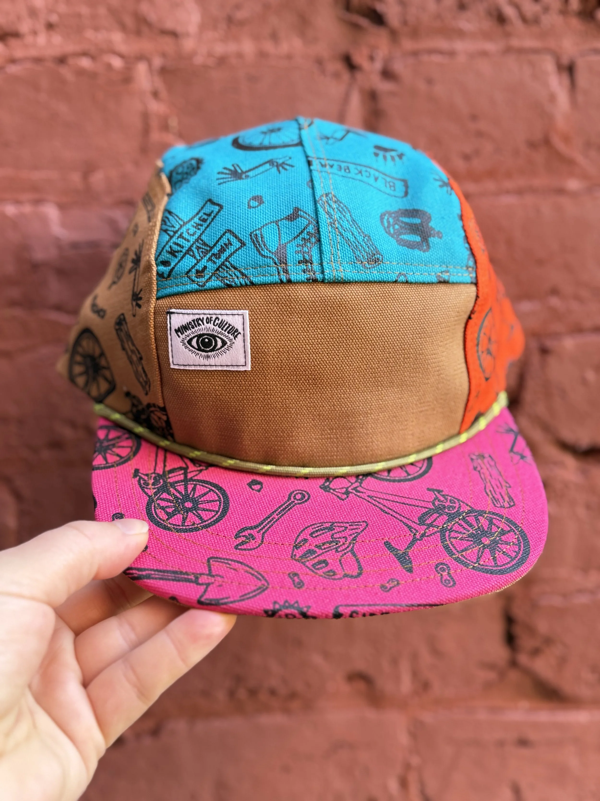Kingdom Trails Hike and Bike Print 5 Panel Hat - Bright Multi