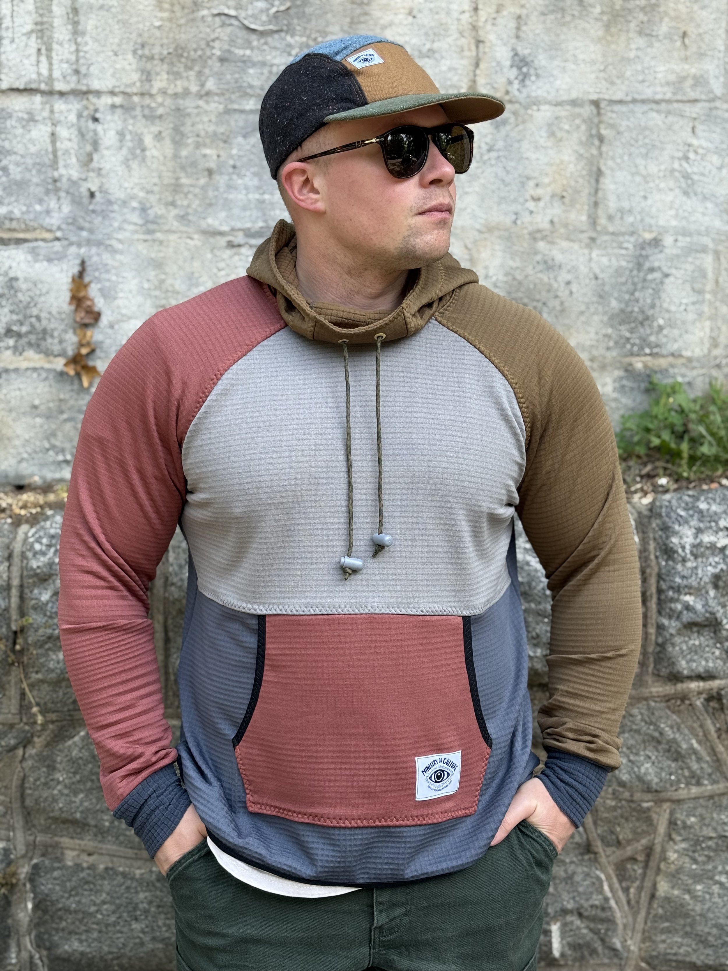 Power Grid Willoughby Hoodie in Brick, Dark Khaki, Silver, and Steel