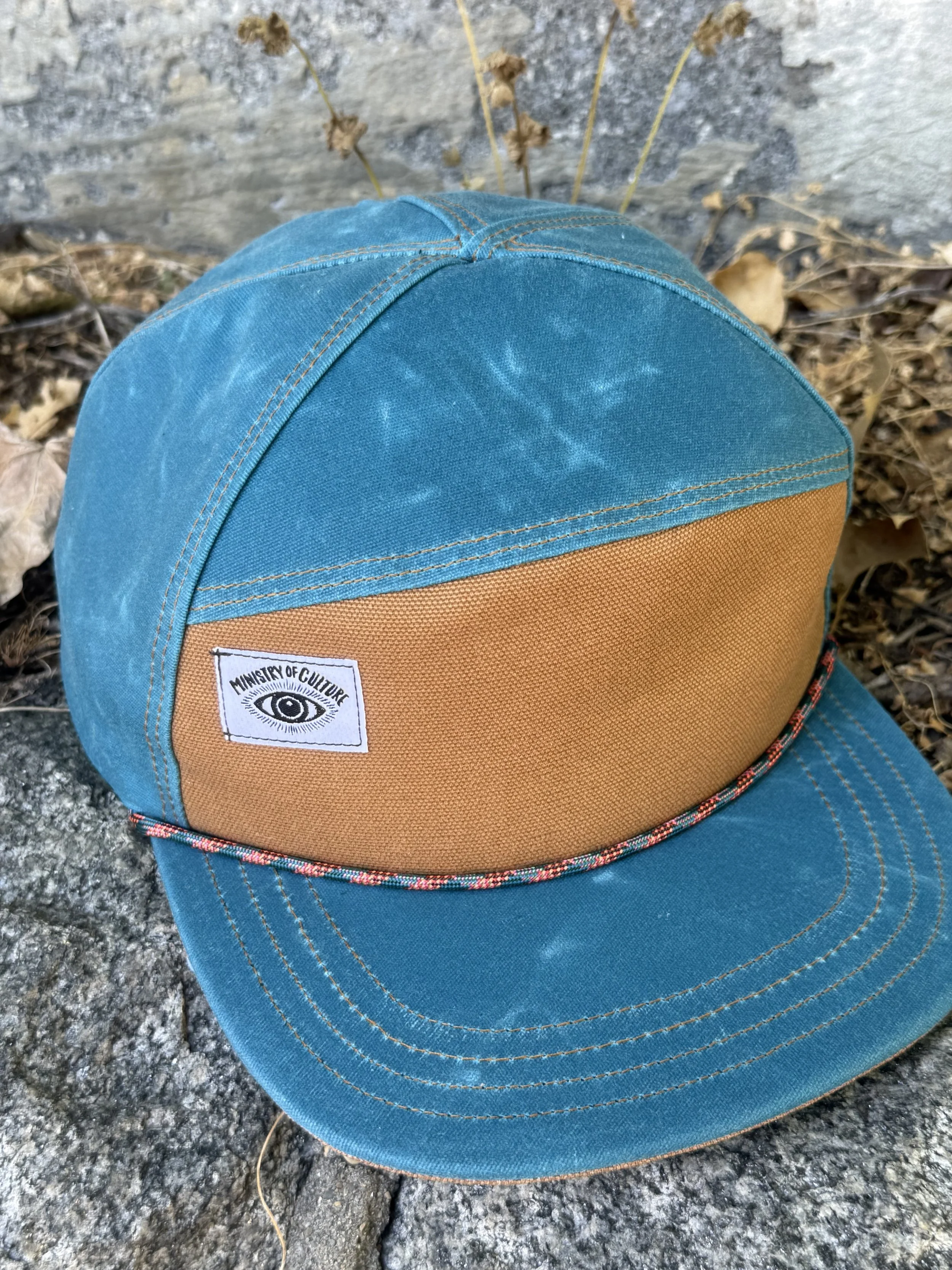 Handmade Teal Waxed Canvas 6 Panel Hat