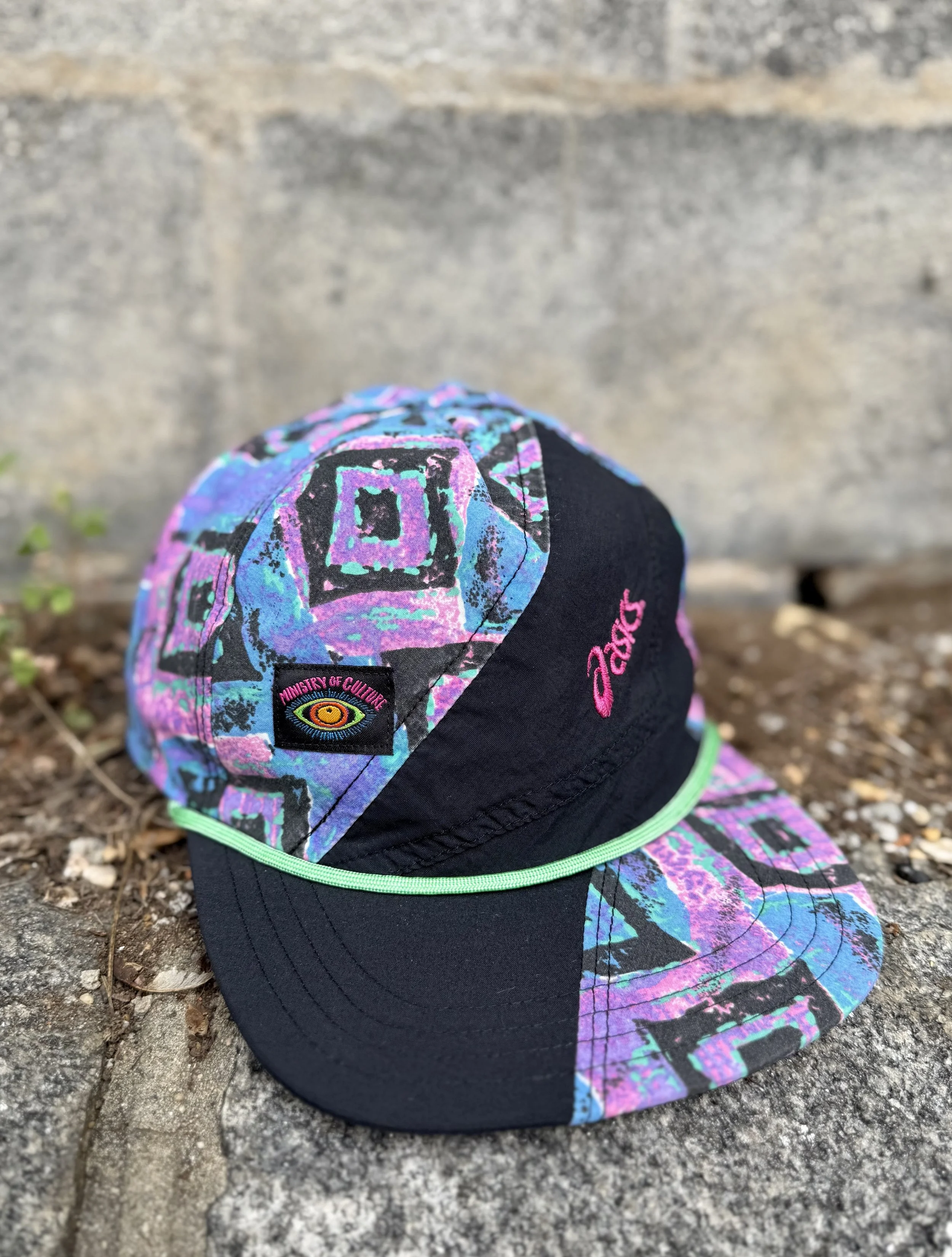 Pool Hooper Purple Print Lightweight Pinch Front Surf Hat with Asics Logo