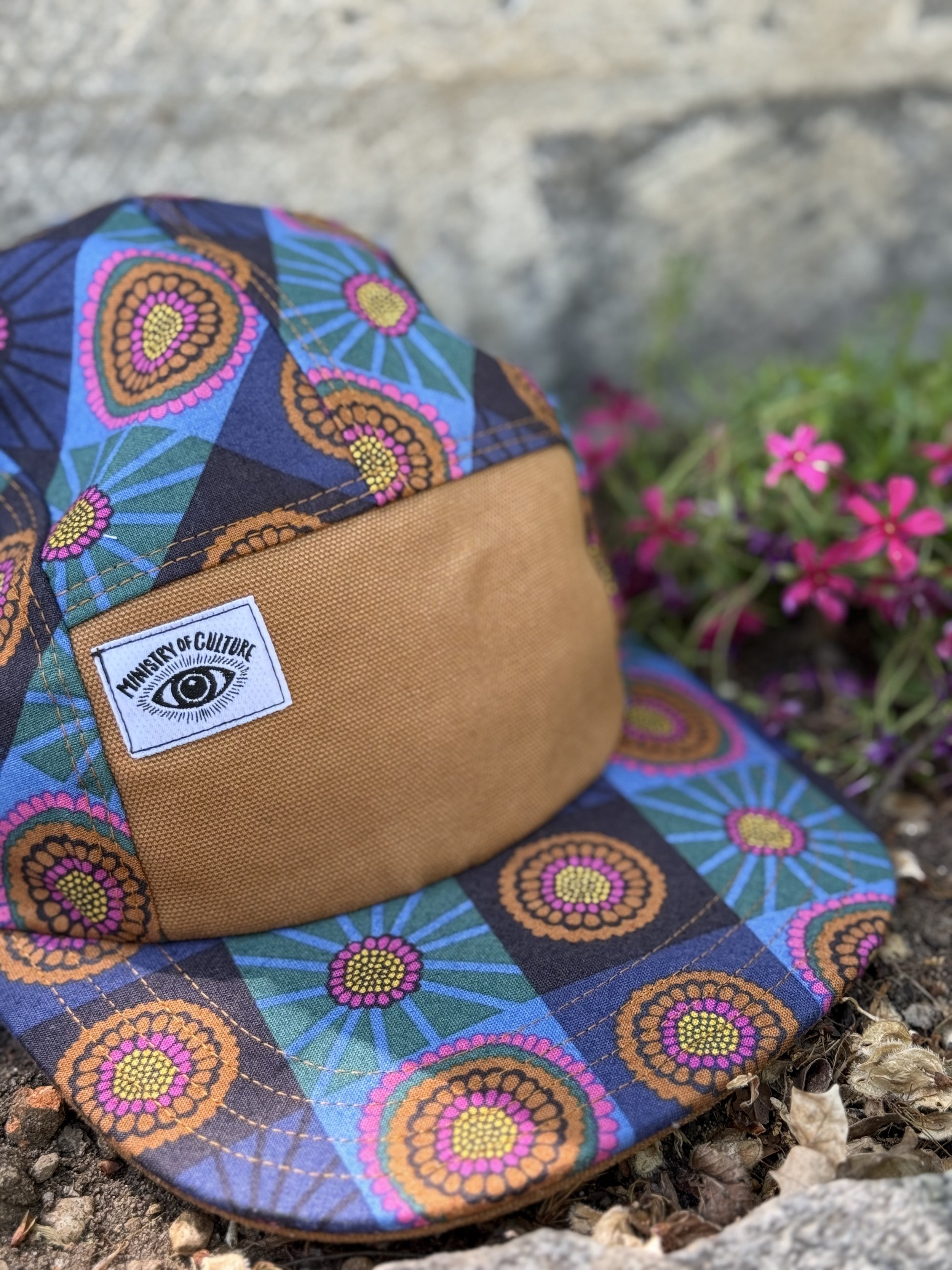 Handmade 5 Panel Camp Hat - Blue Fireworks