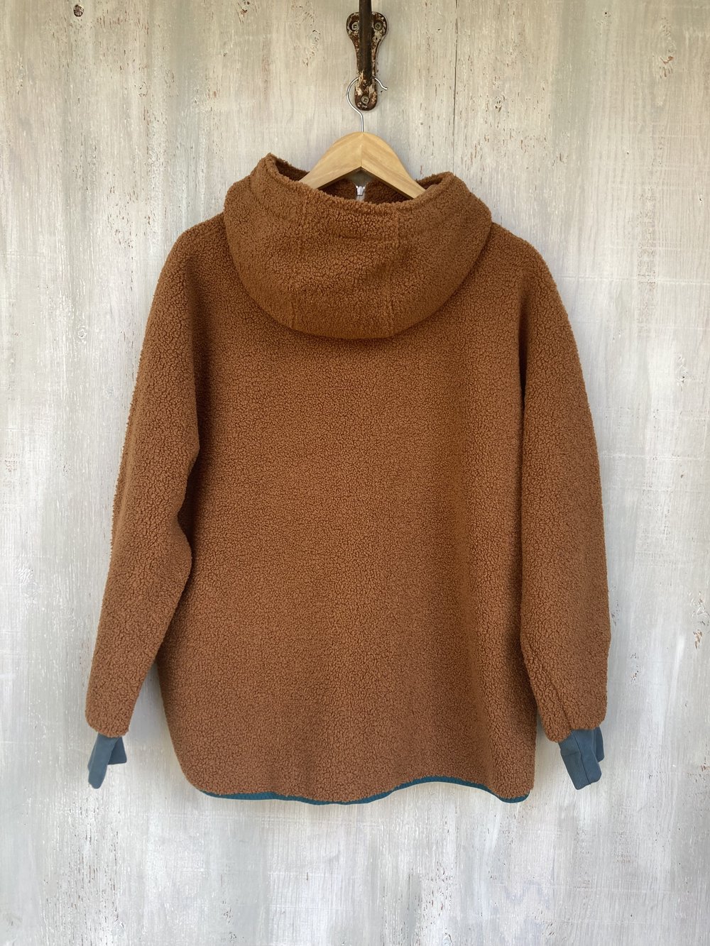 Ministry of Culture - Fleece Poncho in Rust Brown Teddy Bear Fleece