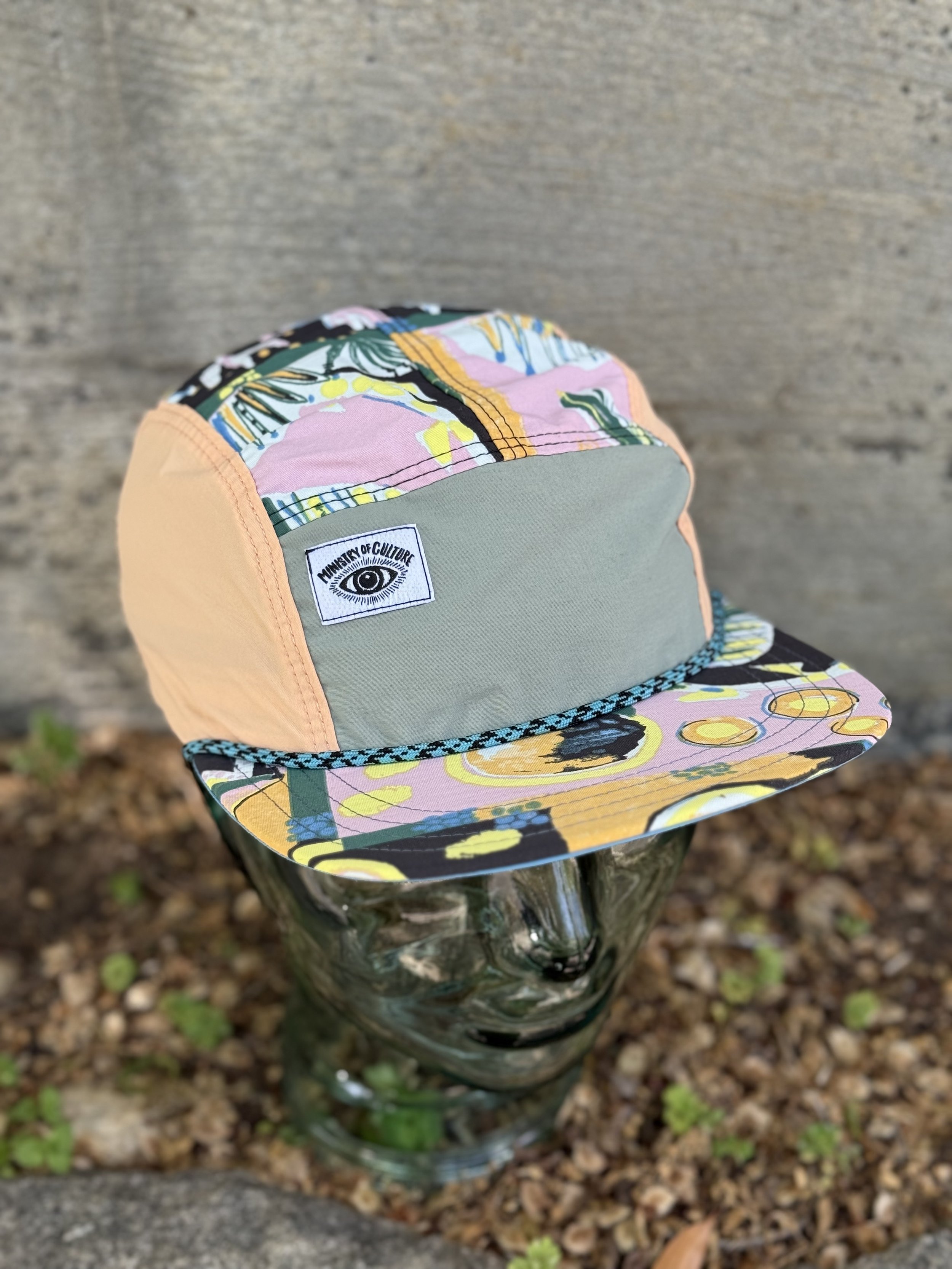 Lightweight Color Block Trail Hat - Black Floral Patchwork