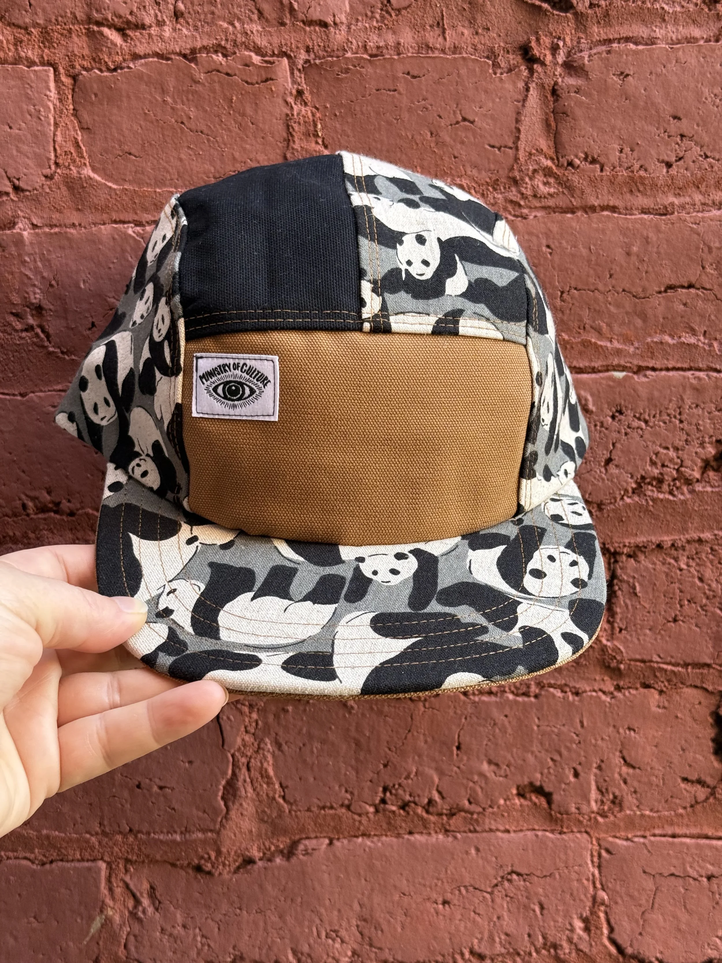 Handmade 5 Panel Camp Hat- Panda-monium
