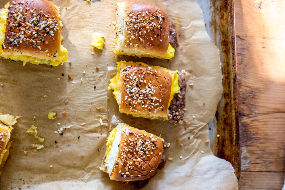 Everything Bagel Sausage Egg And Cheese Rolls Caroline Chambers
