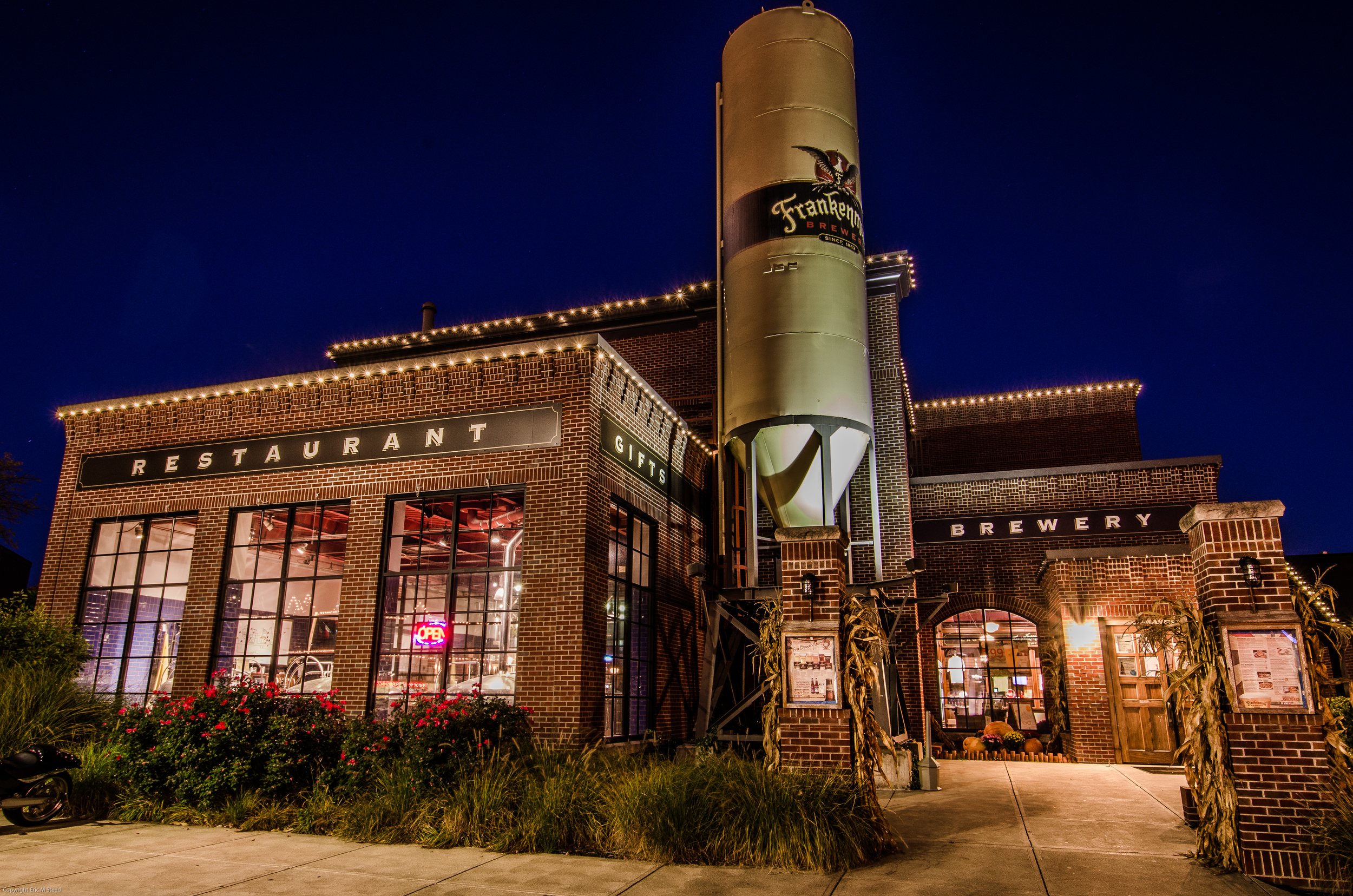 Frankenmuth Brewery at night