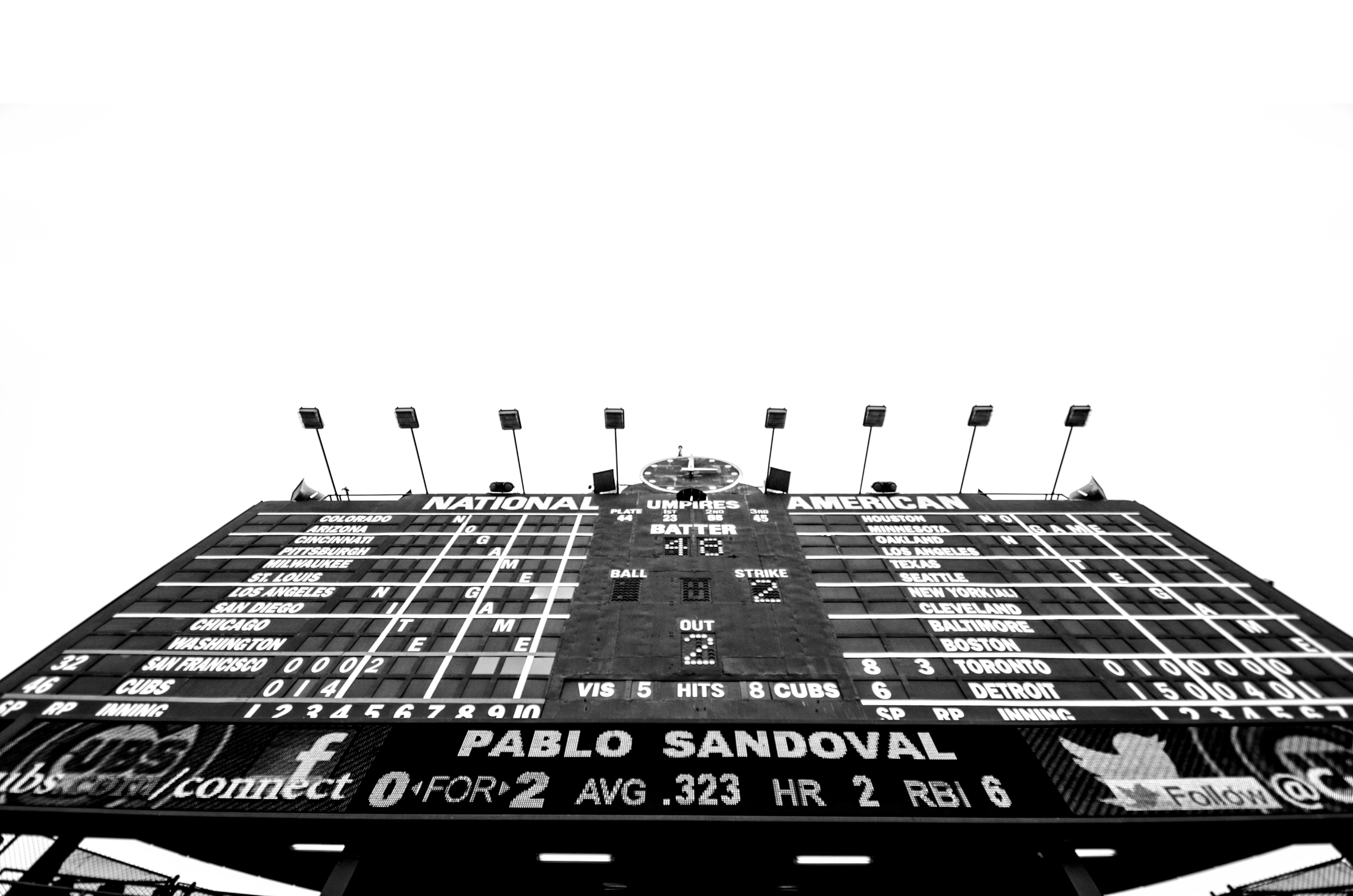 Wrigley field scoreboard Chicago