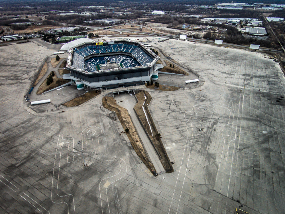 Pontiac Silverdome and parking lot