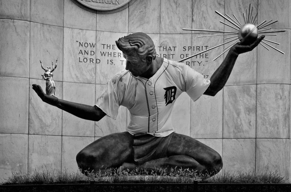 Spirit of Detroit Tigers B and W