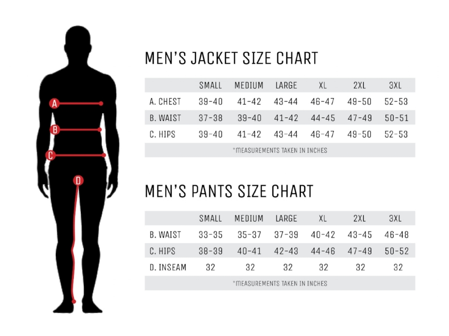 James Mens Size Chart