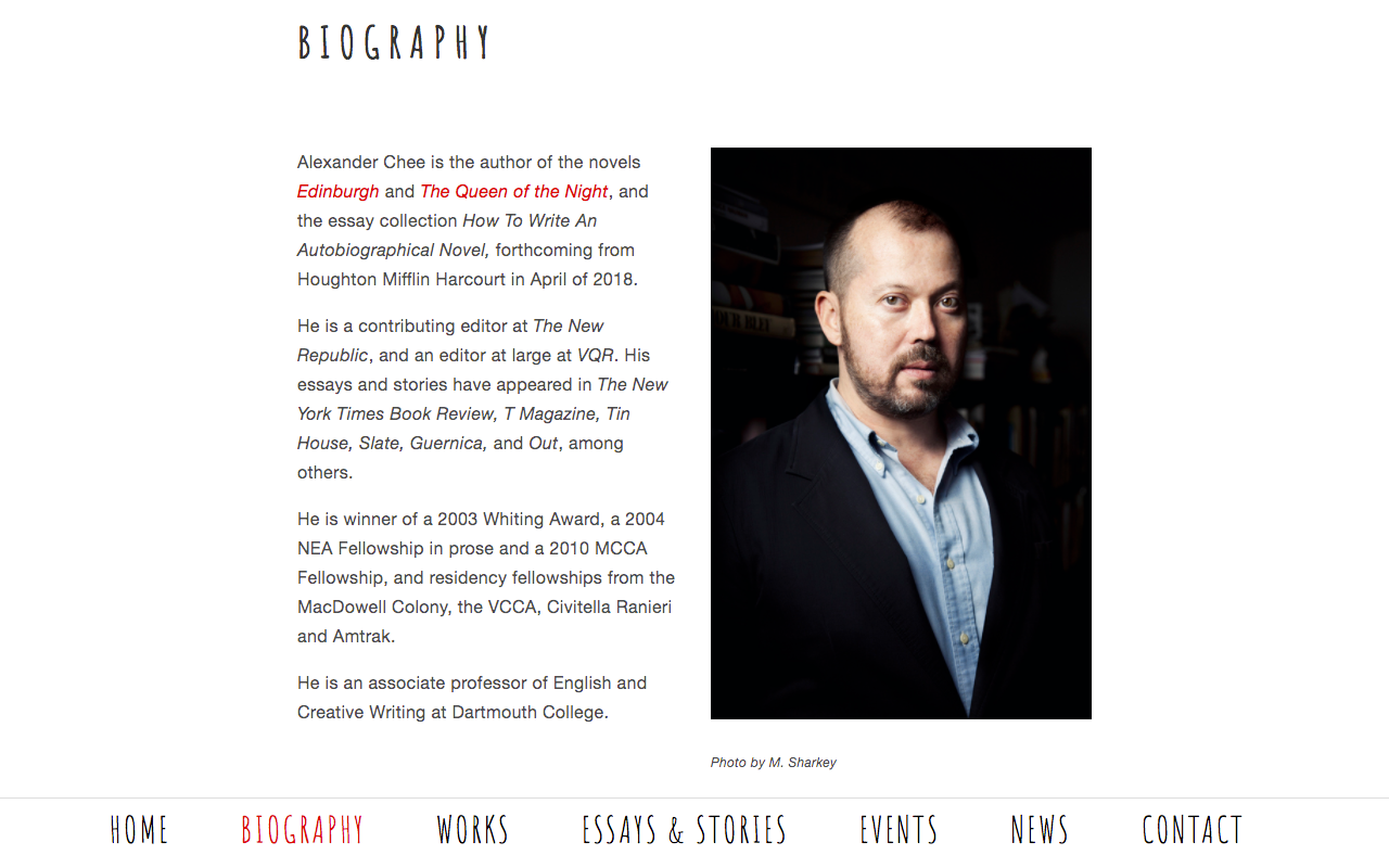 Illustration & website created for Alexander Chee: http://alexanderchee.net