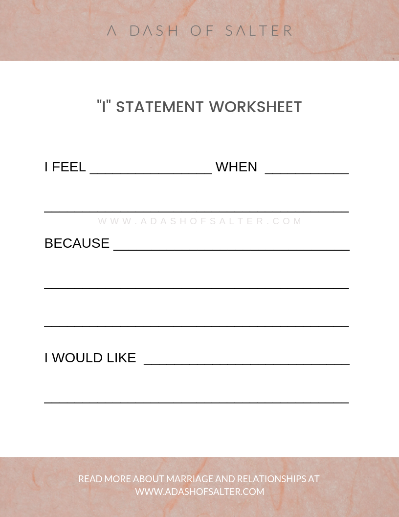 worksheet — Blog — A DASH OF SALTER Throughout I Feel Statements Worksheet