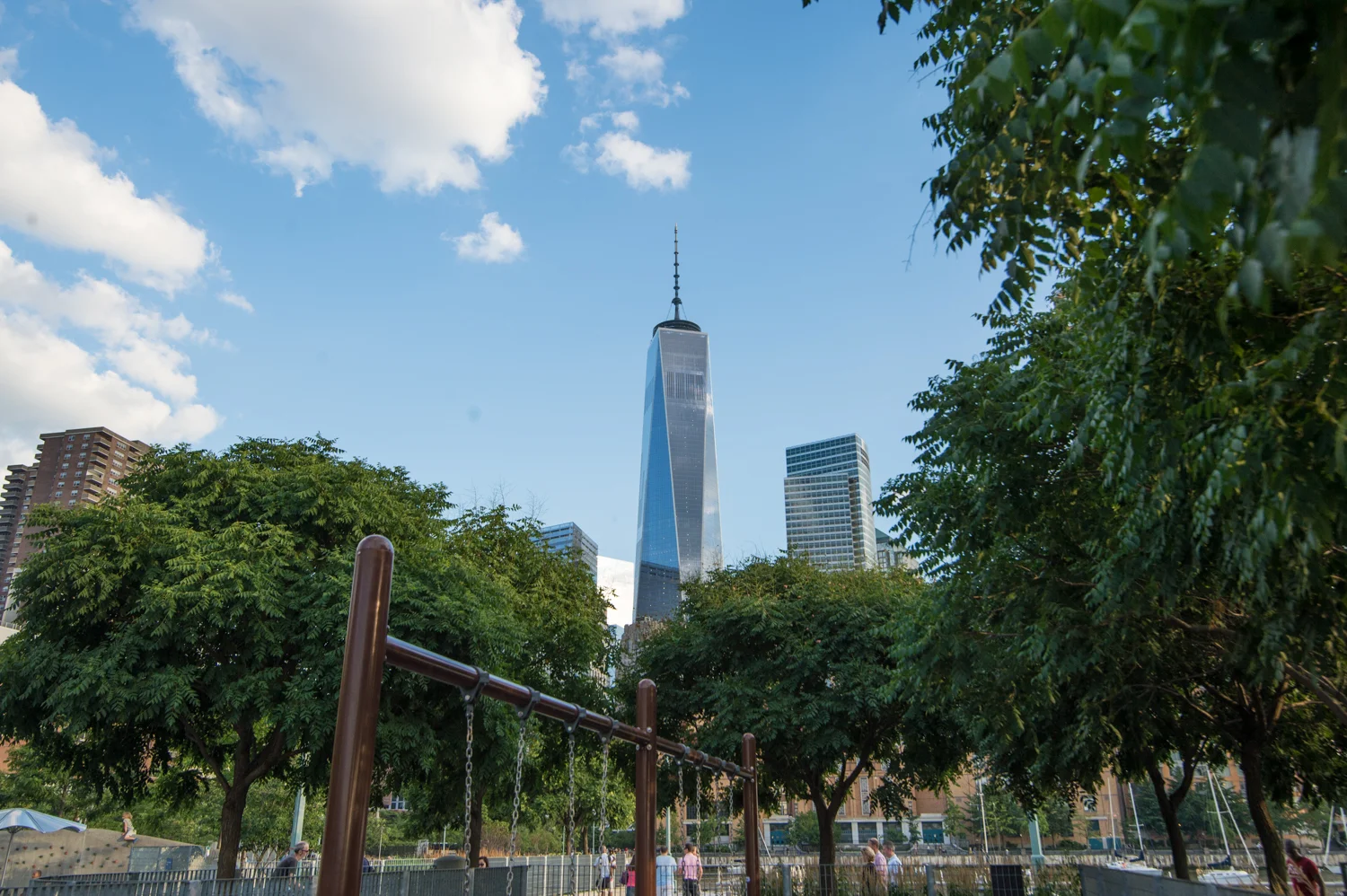 One World Trade Center view from Pier 25 playground