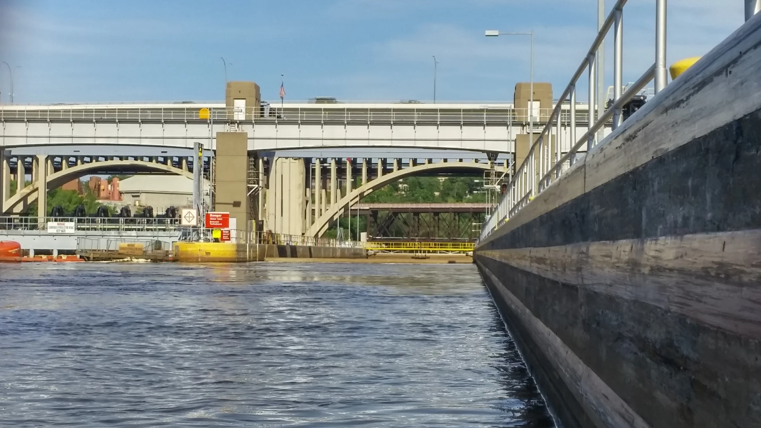 Looking into the Lower St. Anthony Falls lock.