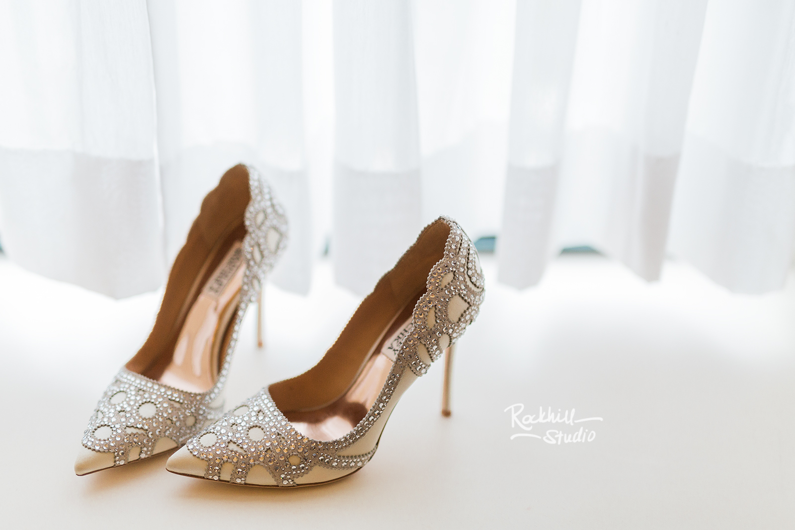 traverse city wedding photographer bridal shoes detail rhinestones