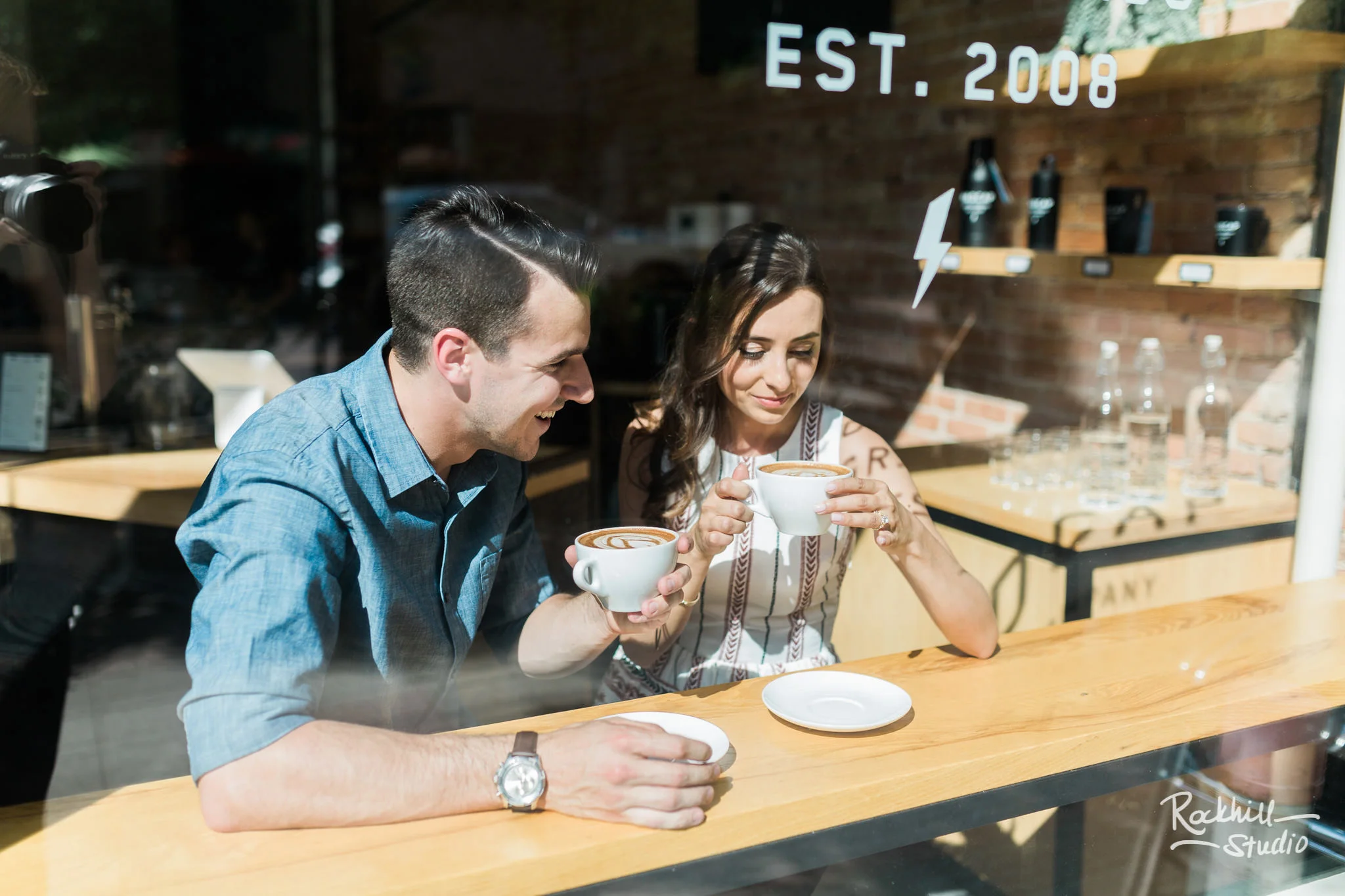 Traverse City Wedding Photographer Coffee Shop Engagement Grand Rapids