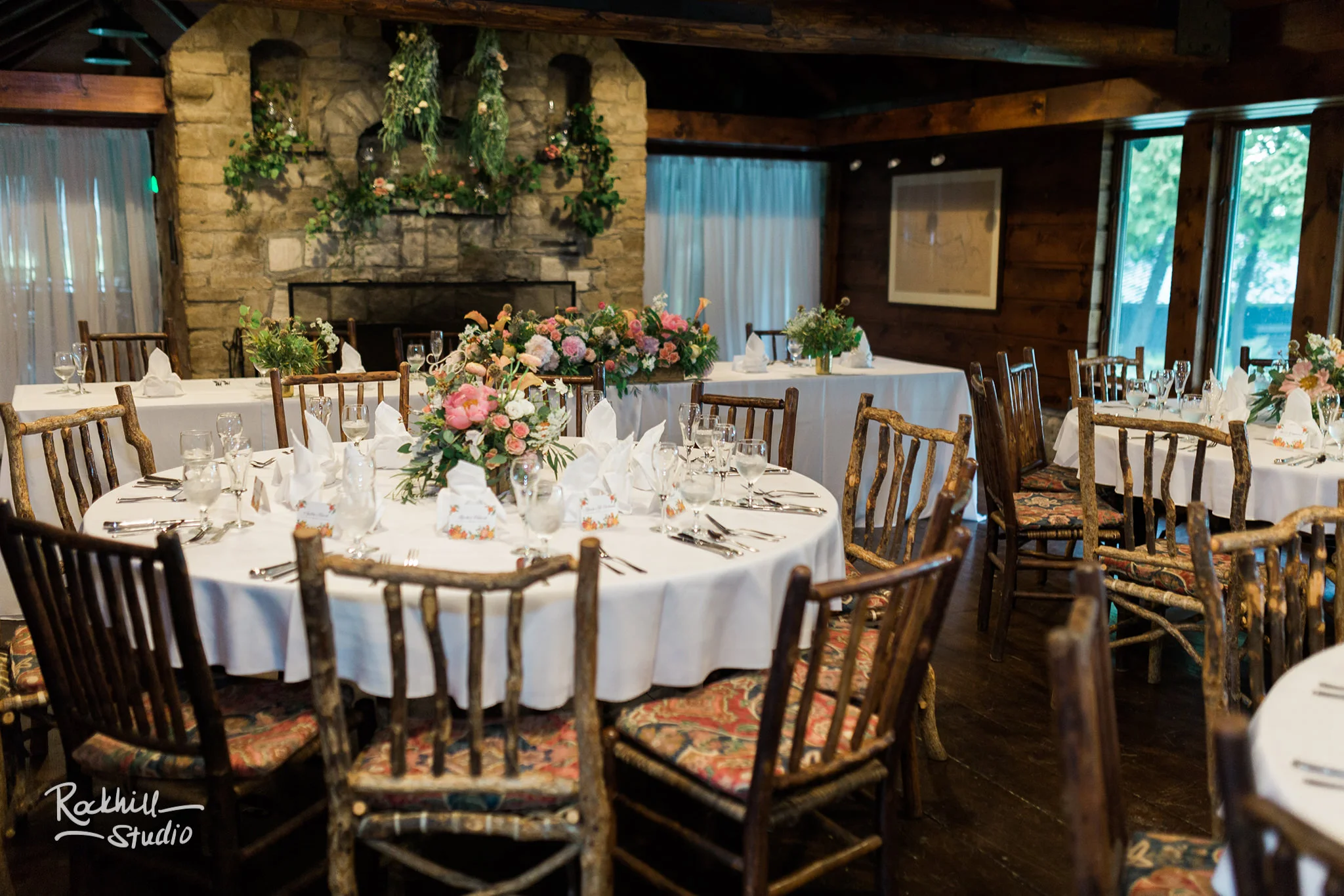 Drummond Island Wedding, reception tables, Traverse City Wedding Photographer Rockhill Studio