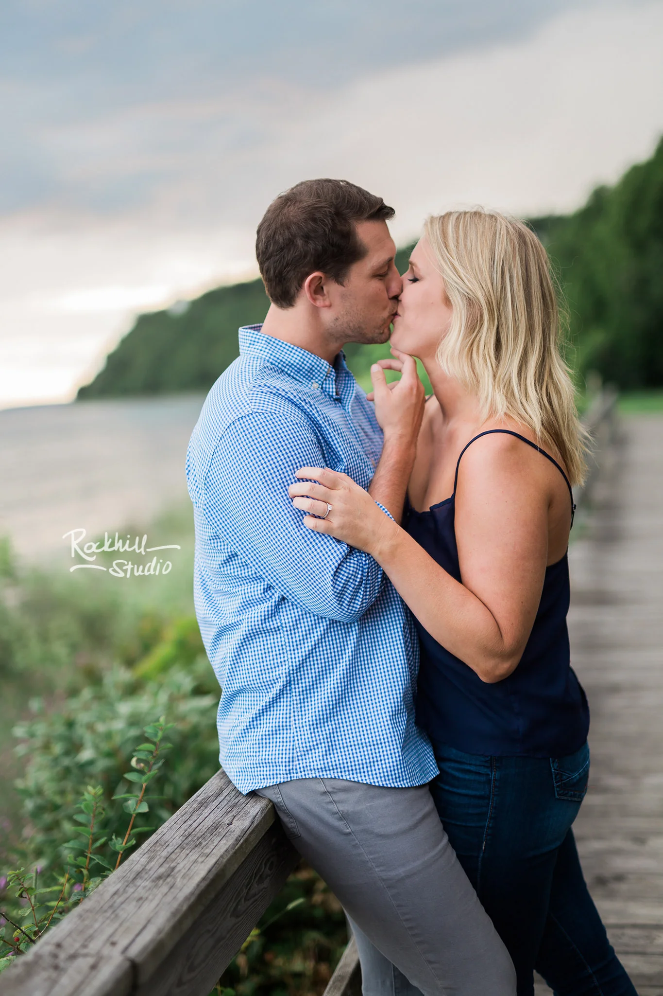 Mackinac Island Engagement, boardwalk, Traverse City wedding photographer Rockhill Studio