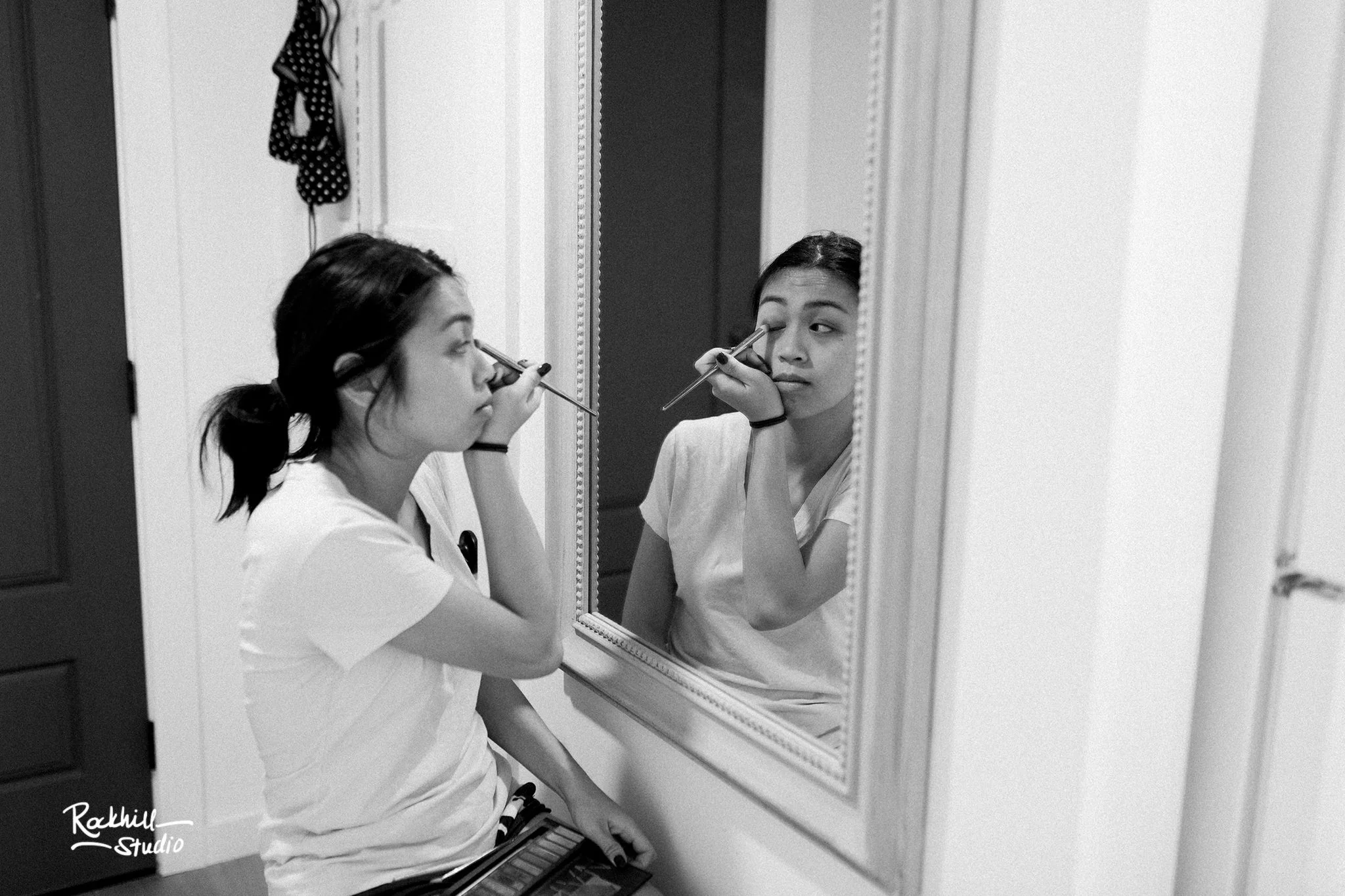 Northport Getting ready detail, makeup brushes, Traverse City wedding photographer Rockhill Studio