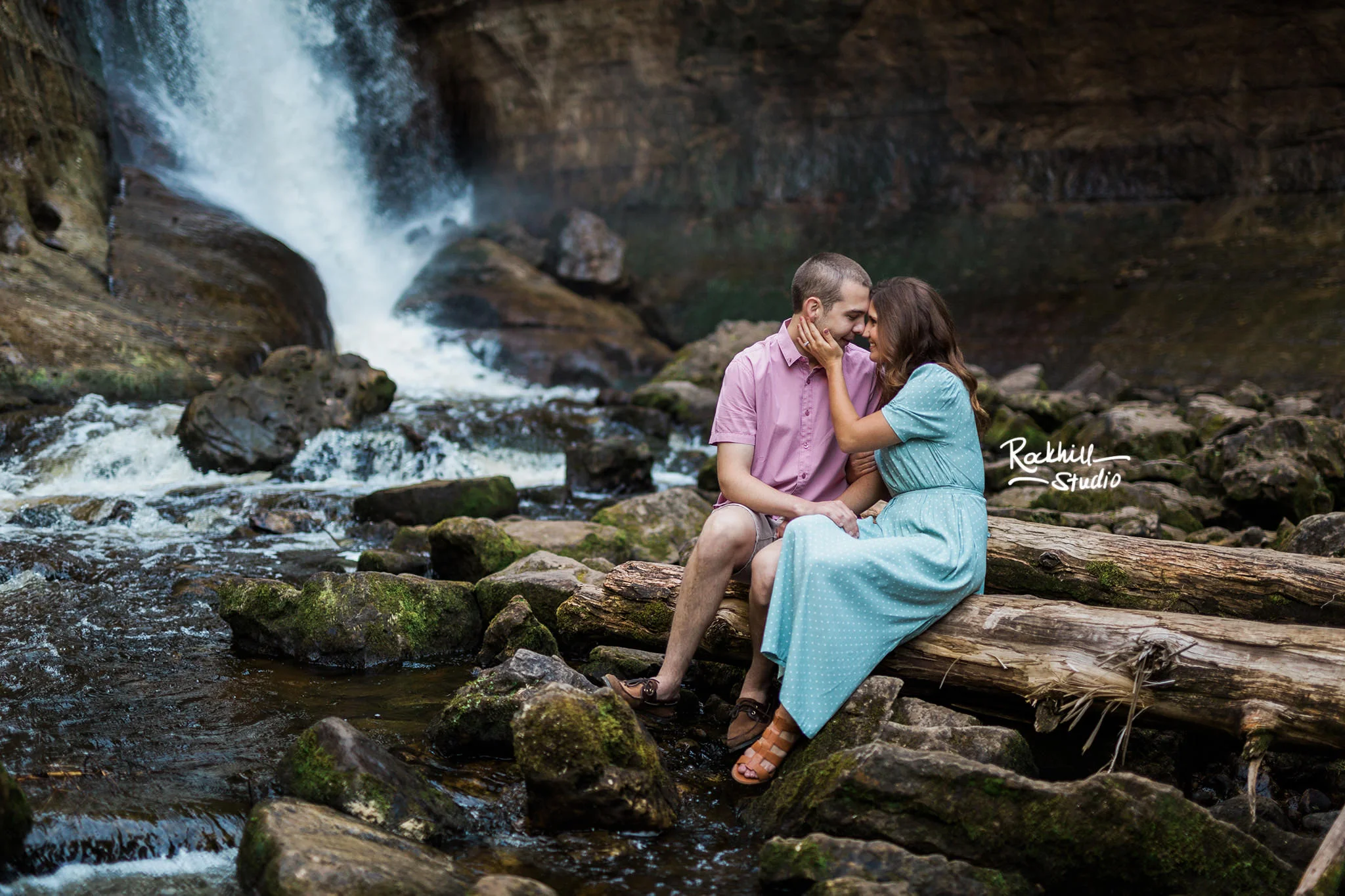 Northern Michigan engagement, pictured rocks waterfall, traverse city wedding photographer Rockhill Studio