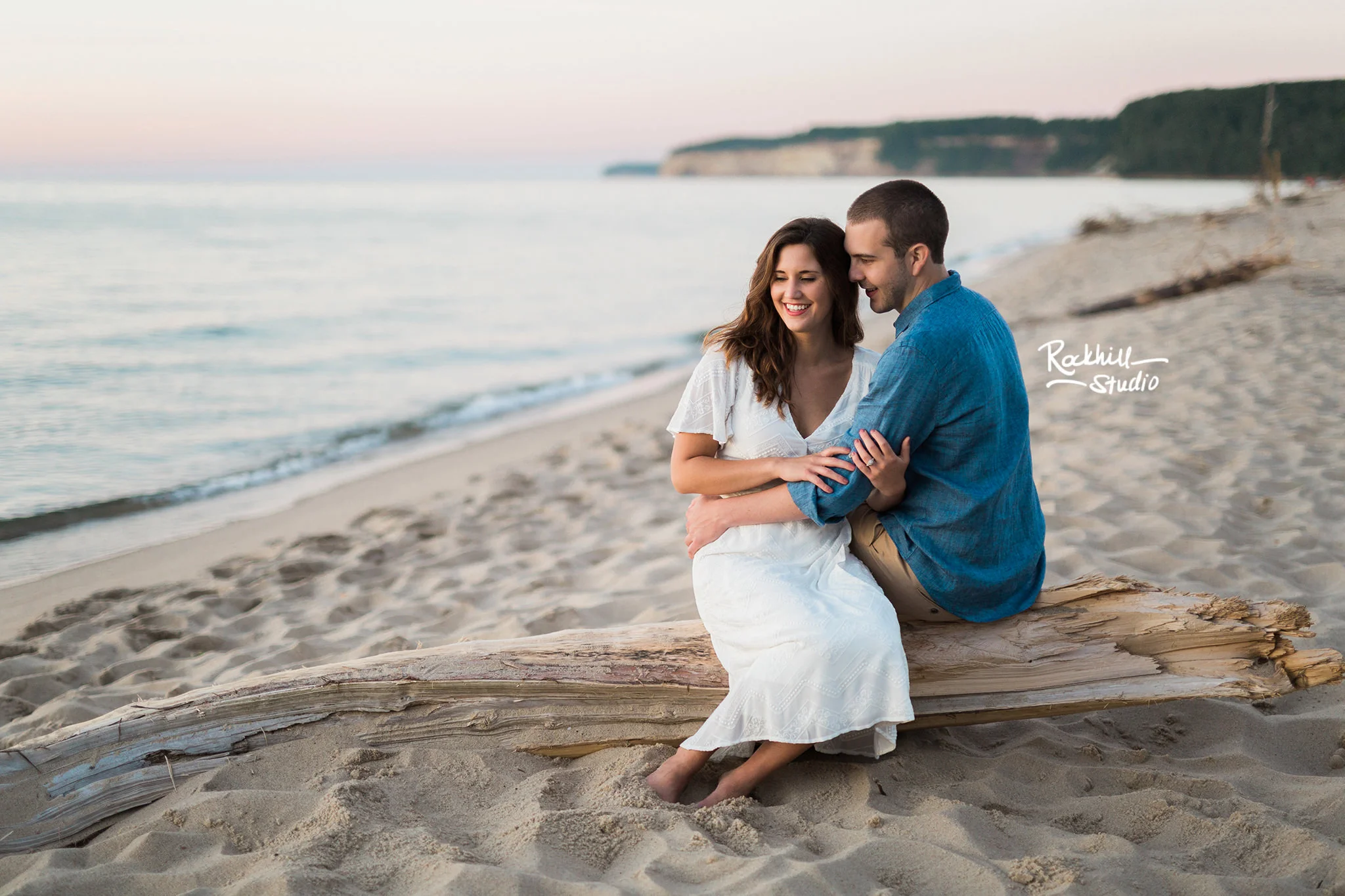 Northern Michigan engagement, pictured rocks miners beach, traverse city wedding photographer Rockhill Studio
