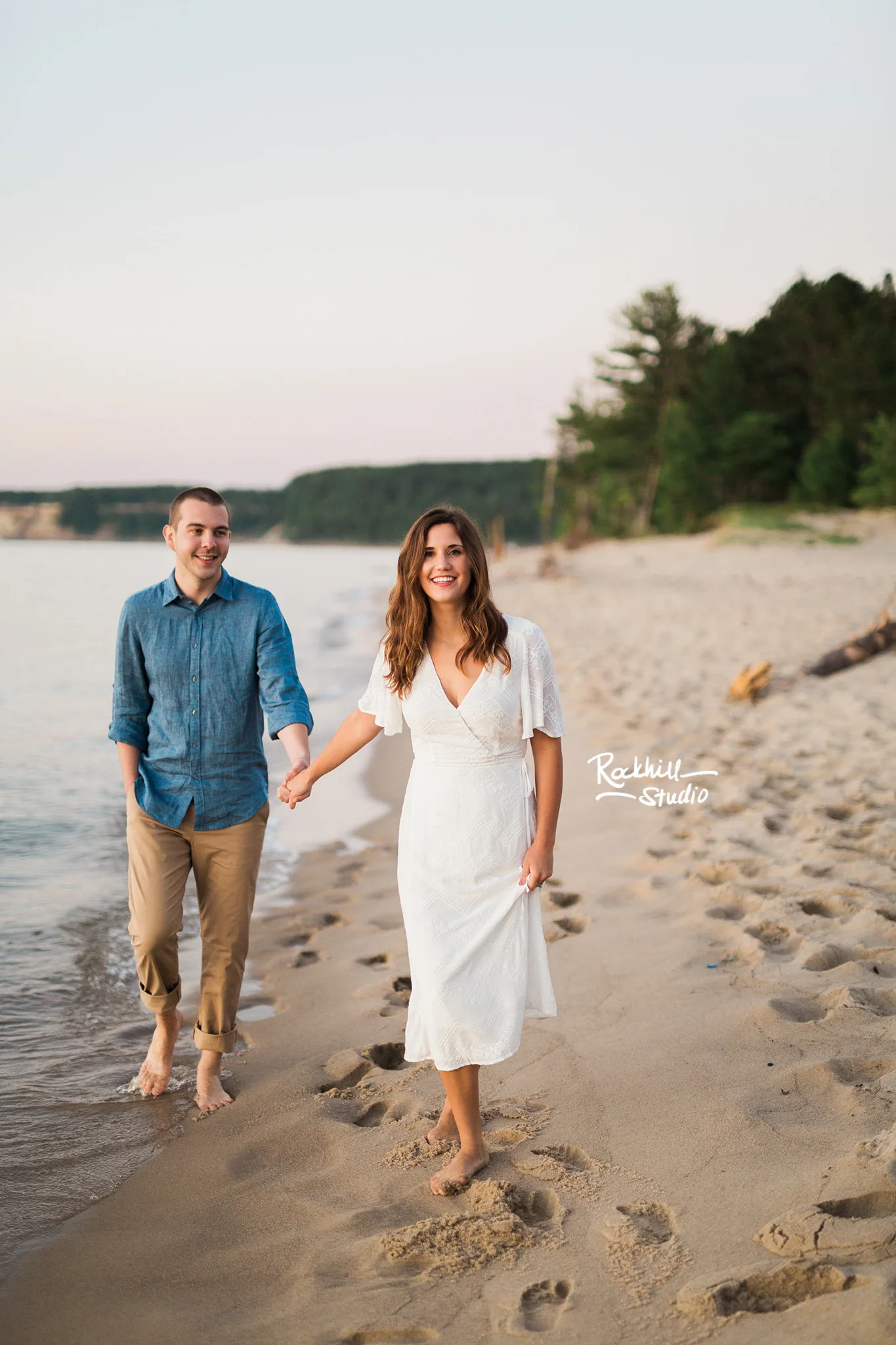 Northern Michigan engagement, pictured rocks miners beach, traverse city wedding photographer Rockhill Studio