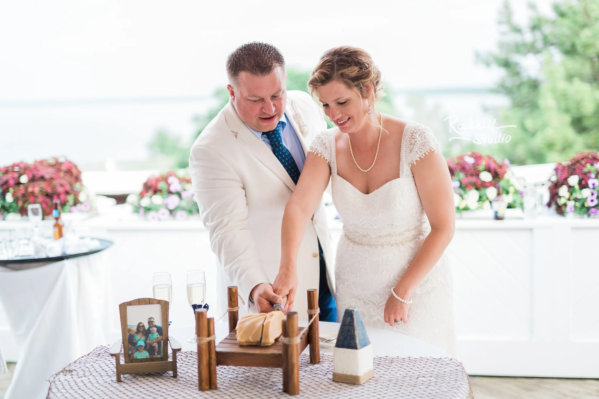 Mission Point Wedding, reception details, fudge cutting, Traverse City Wedding Photographer Rockhill Studio