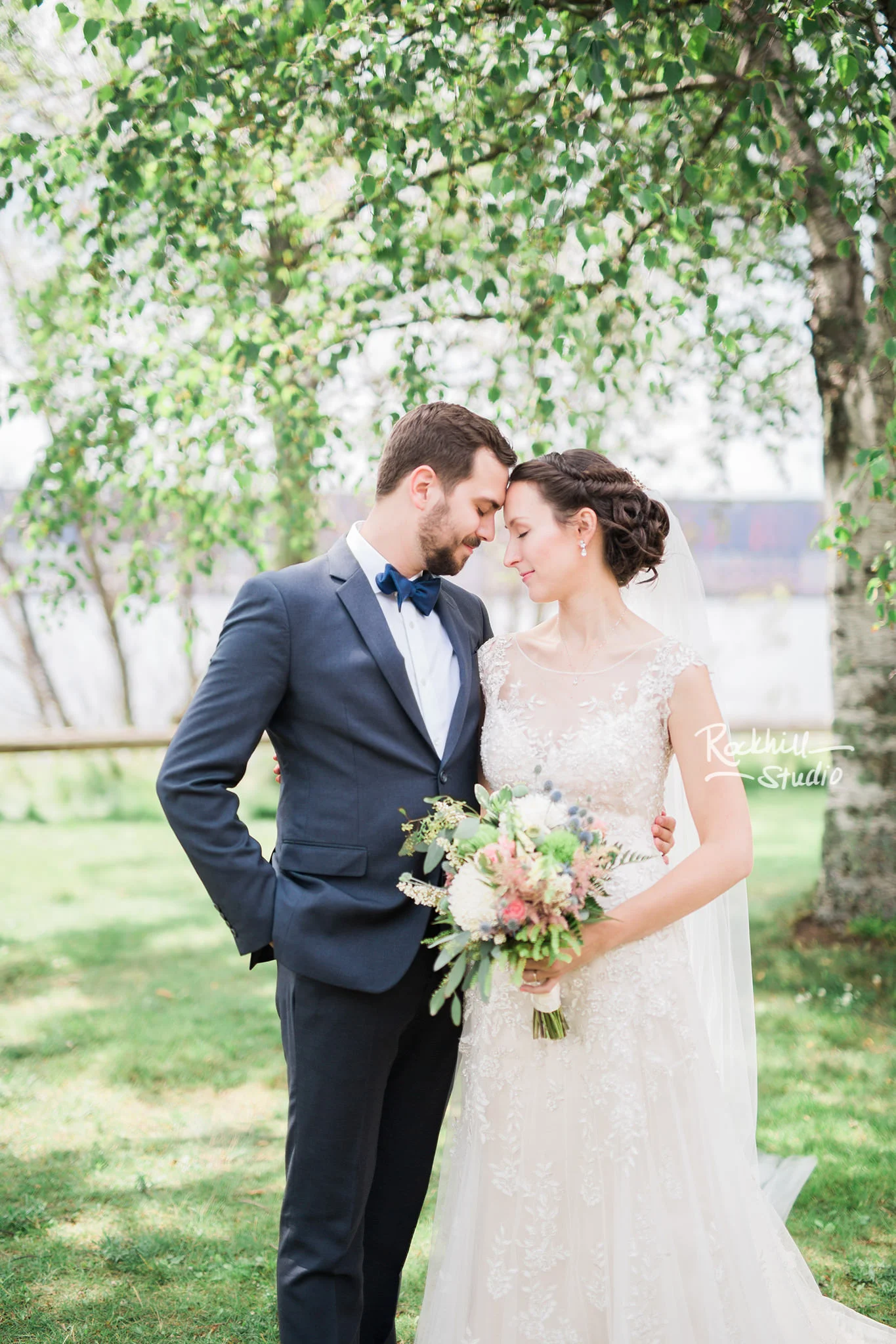 Bride and groom first look, Traverse City wedding photographer Rockhill Studio