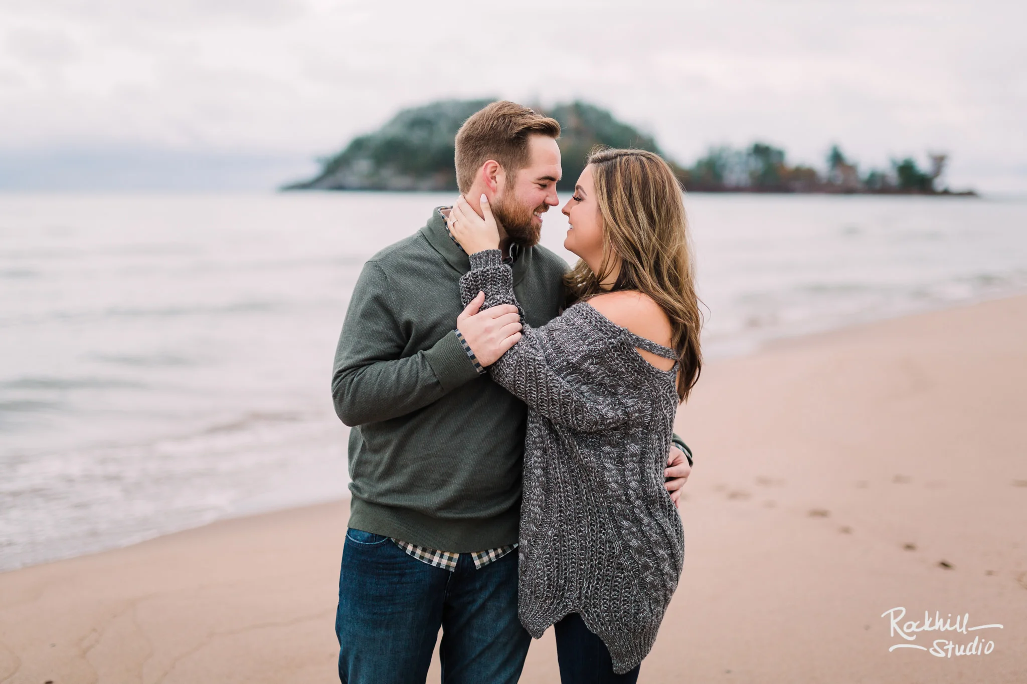 Northern Michigan Engagement photographer, couple on the beach